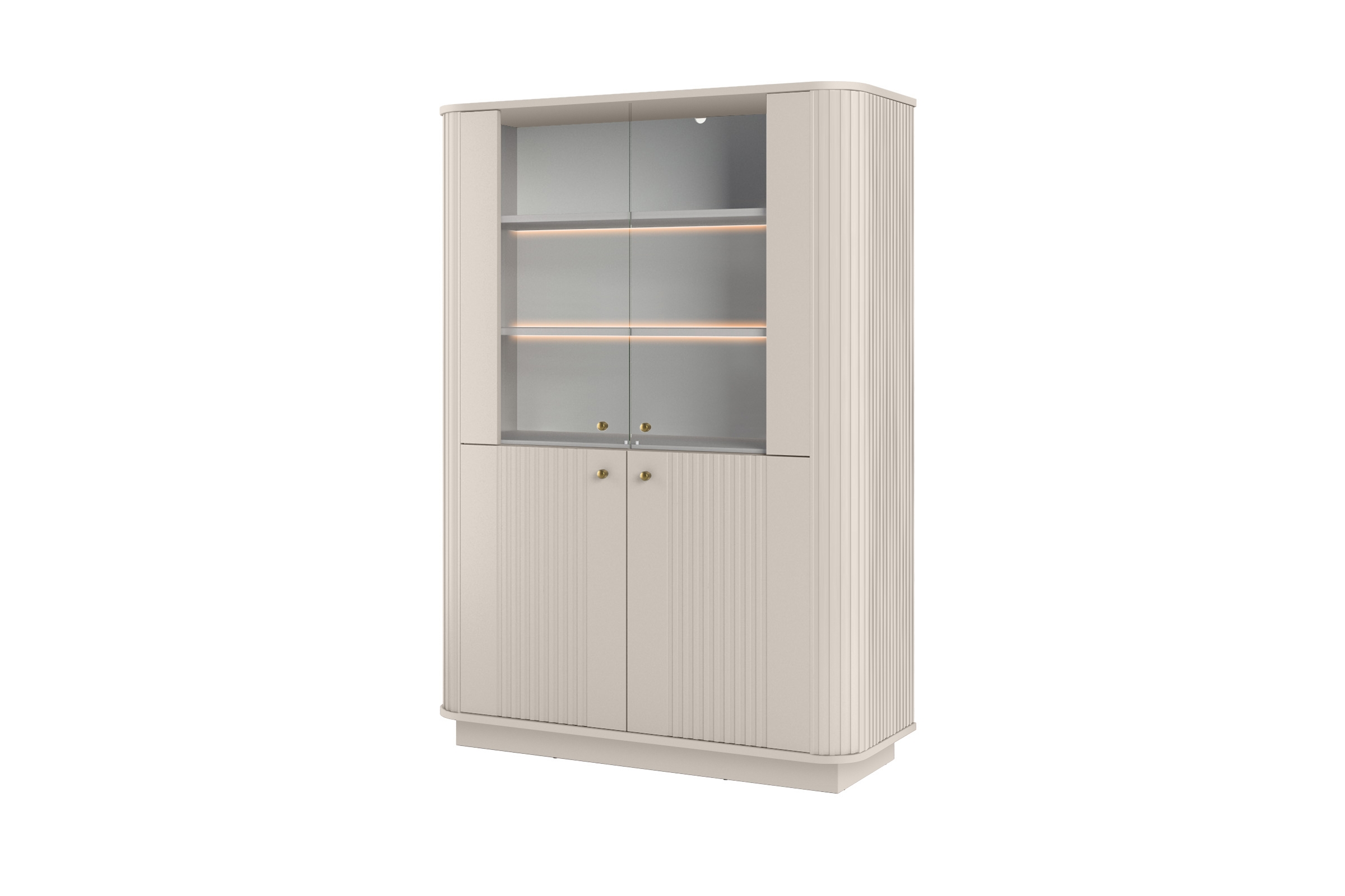 Vitrína Vesper 103 cm - kašmírová / zlaté úchytky Vitrína Vesper pro obývacího pokoje - kašmír / zlote Úchytky
