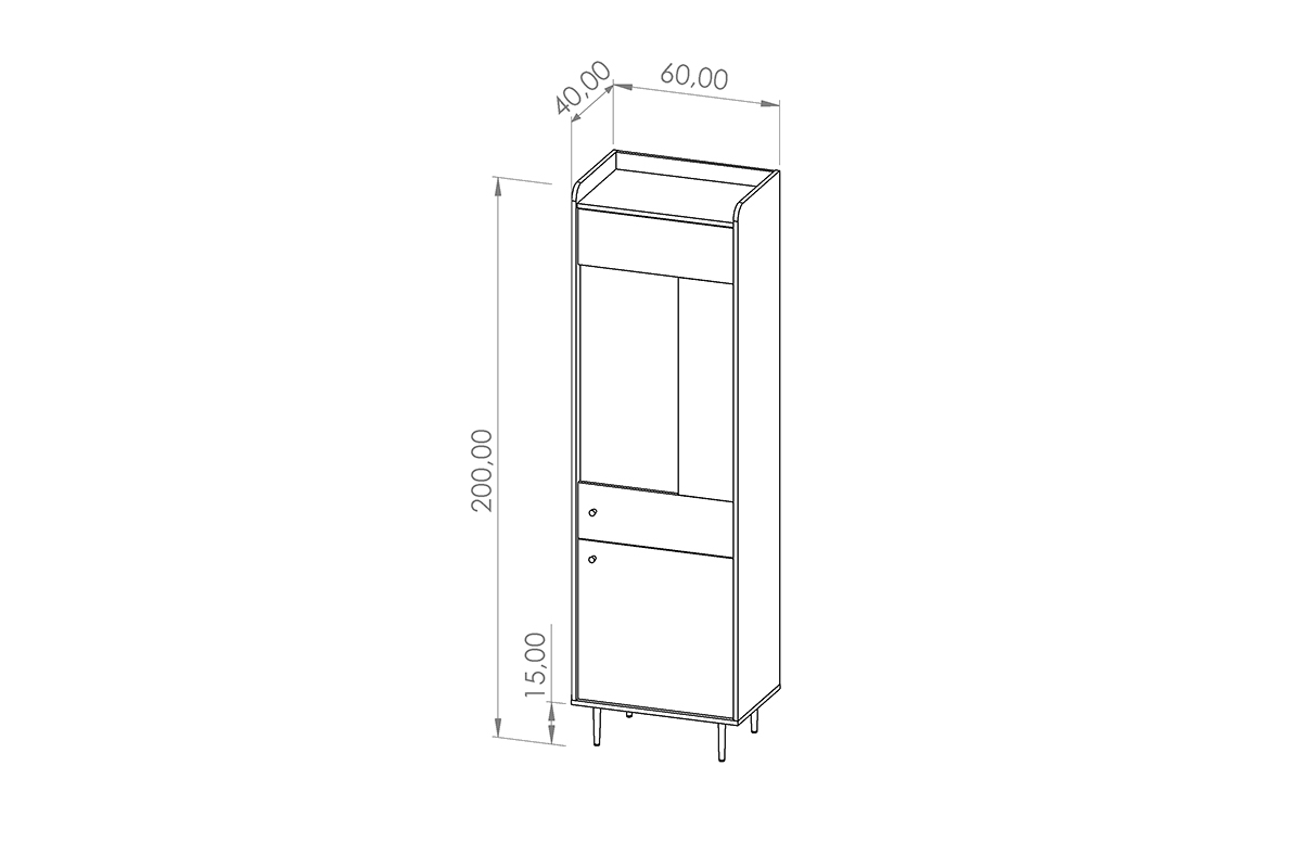 Úzká dvoudveřová vitrína Kastelio - brandy castello Vitrína z przeszkleniem