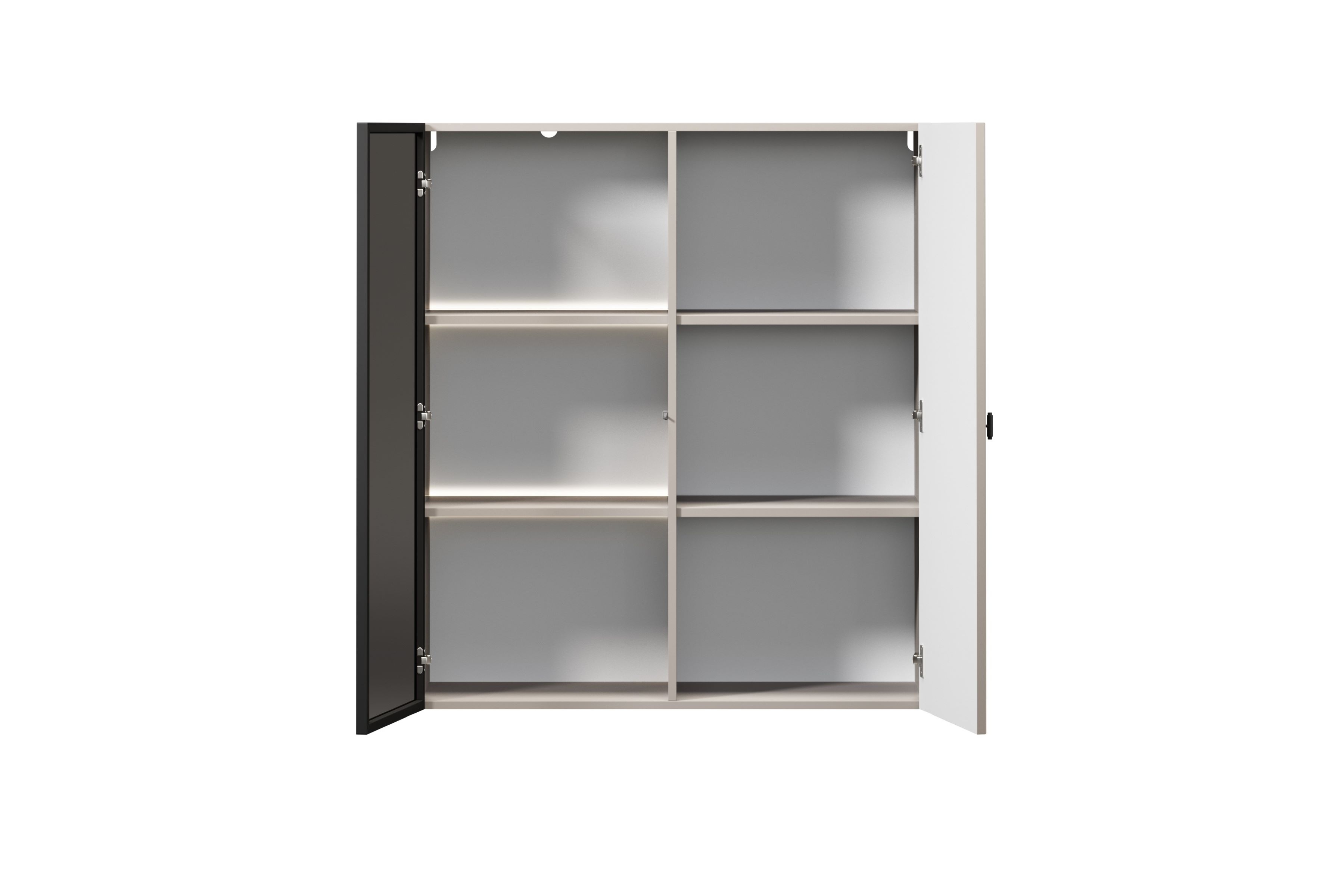 Závesná vitrína Lorini 100 cm - kašmírová / čierna úchytka T Vitrína závesná Lorini do obývacej izby 100 cm - kašmír / Čierny Úchytka T-bar