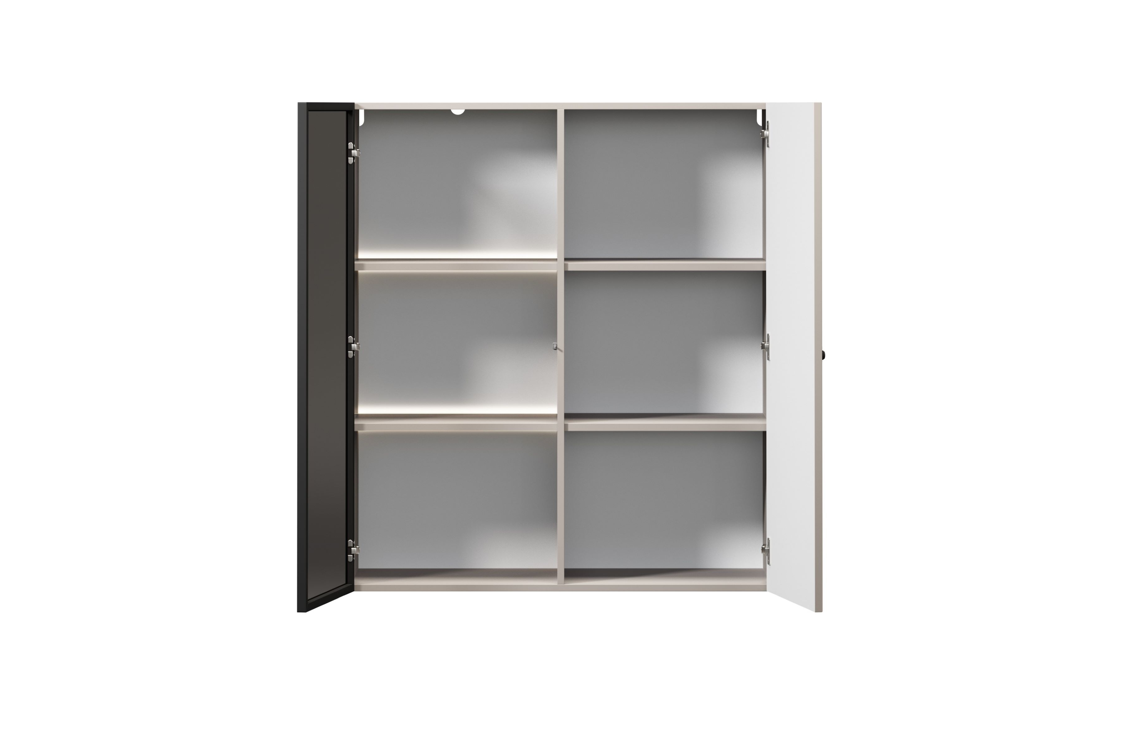 Závěsná vitrína Lorini  100 cm - kašmírová / černá úchytka Vitrína závěsná Lorini pro obývacího pokoje 100 cm - kašmír / černá uchwyt