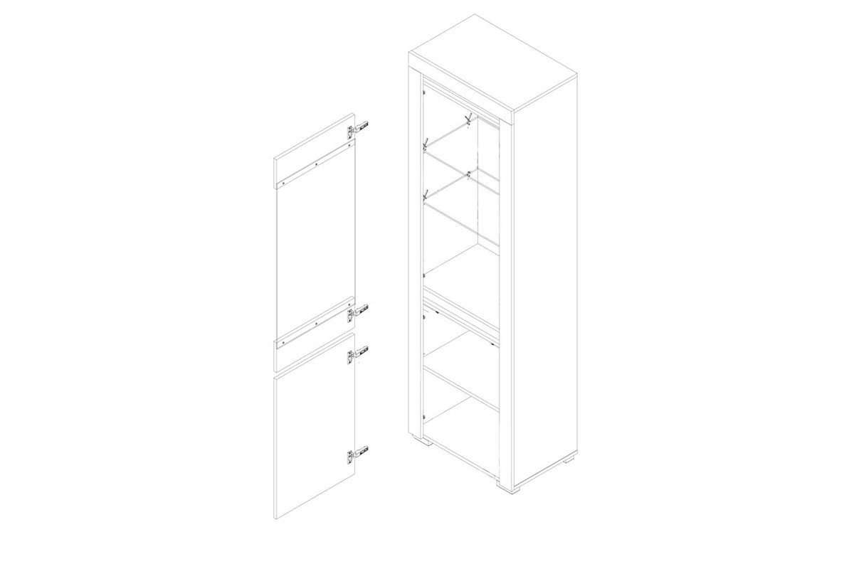 Vysoká vitrína Arizona RRW -2 Dub Artisan / Antracit Vysoká vitrína Arizona RRW-2 - schéma