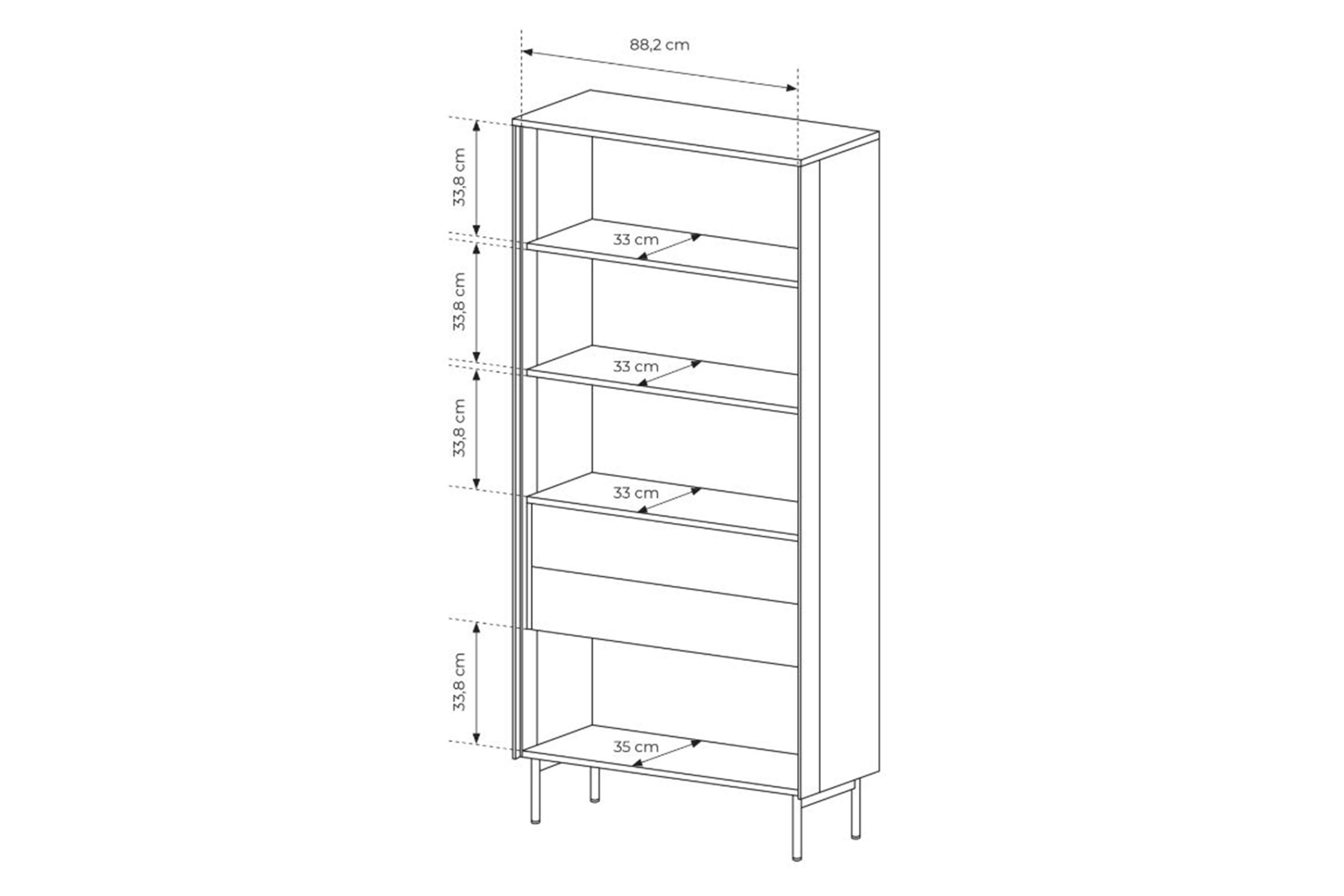 Vysoká vitrína Auri 91 cm s osvetlením - kašmír Vitrína vysoká Auri 91 cm s osvetlením - kašmír