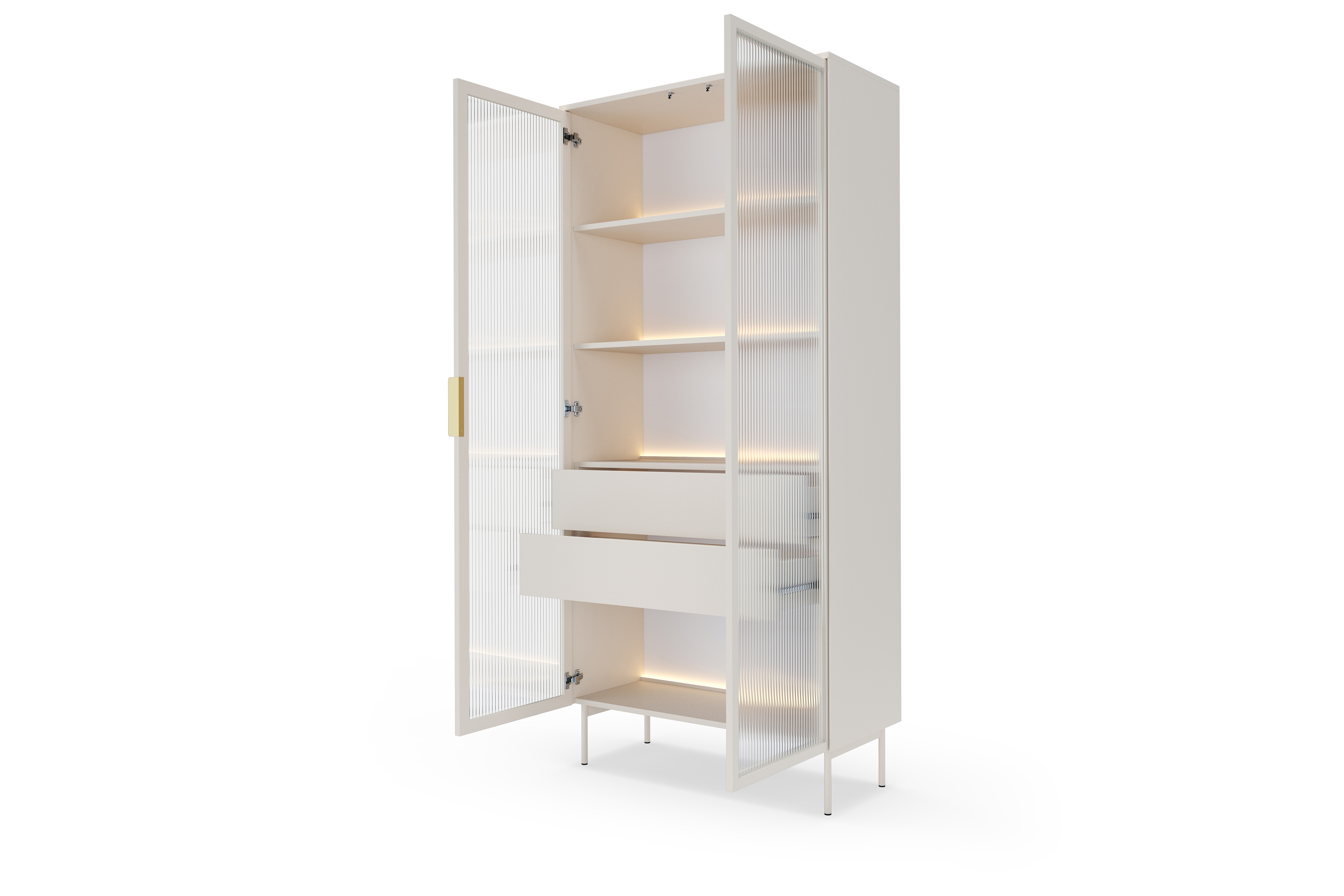 Vysoká vitrína Auri 91 cm s osvetlením - kašmír Vitrína vysoká Auri 91 cm s osvetlením - kašmír