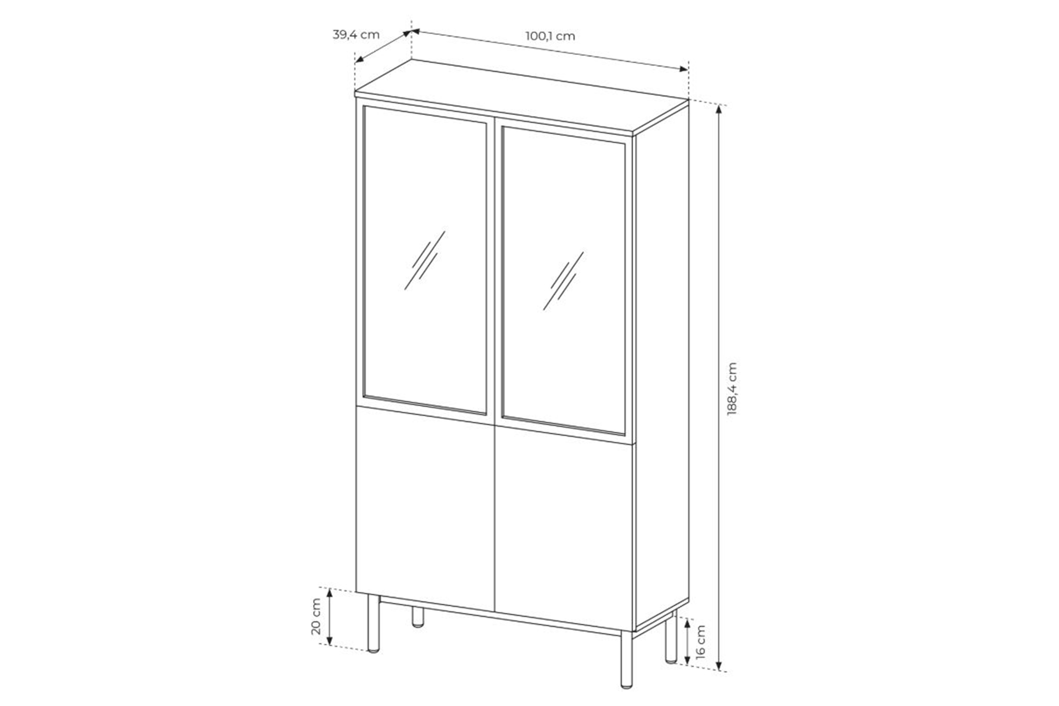 Vysoká vitrína Noro 100 cm s LED osvetlením - dub evoke / čierna Vitrína vysoká Noro 100 cm s osvetlením LED - Dub evoke / Čierny