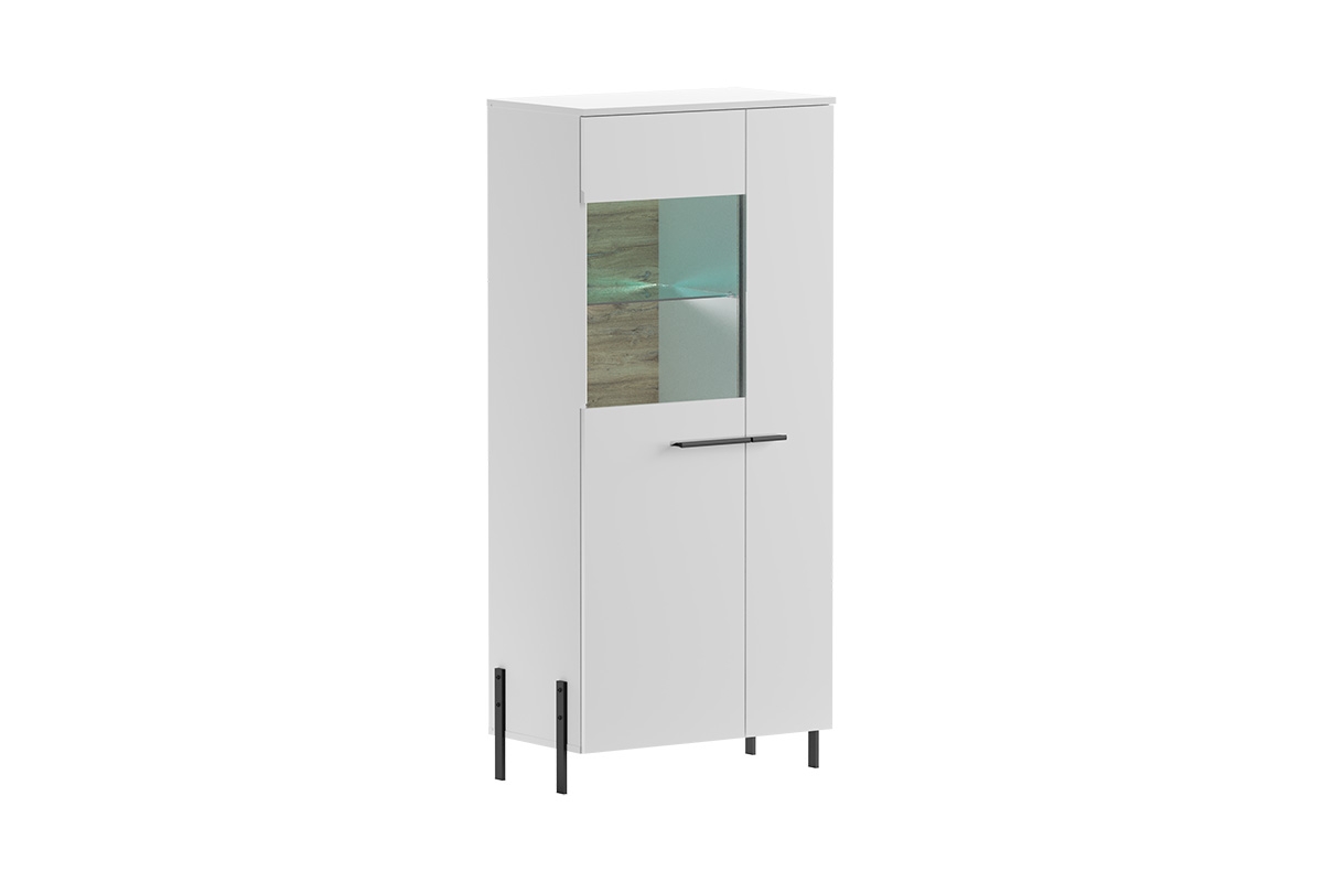 Vitrína nízka Nalor na kovových nožičkách - biely lesk / Čierny Biela Vitrína nízka