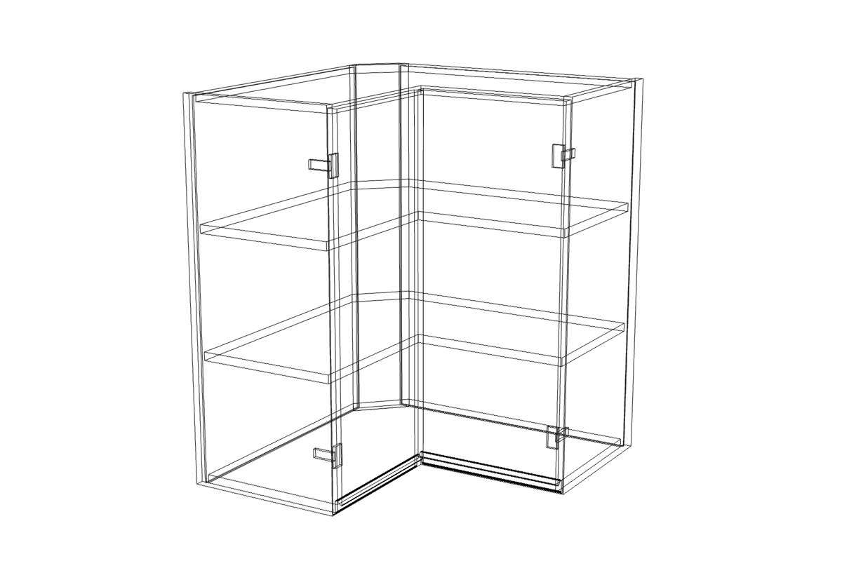 Rohová závěsná skříňka Lamja WNPP 60/60/72 Lamja WNPP 60/60/72 - szkic Skříňky