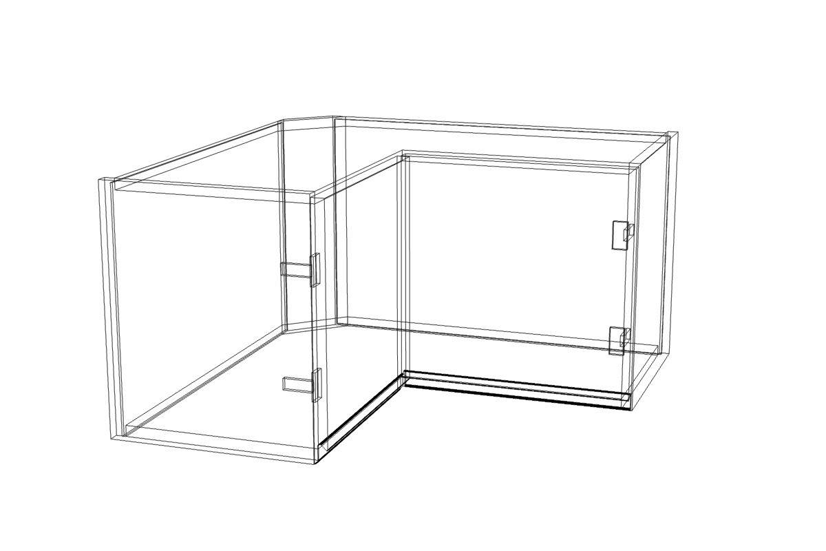 Rohová závěsná skříňka Lamja WNPP 65/65/36 Lamja WNPP 65/65/36 - szkic Skříňky 