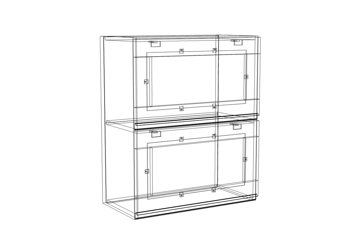 Závěsná vitrína Lamja WOW6/72 HKXS s písty Aventos Lamja WOW 6/72 HKXS - szkic Skříňky