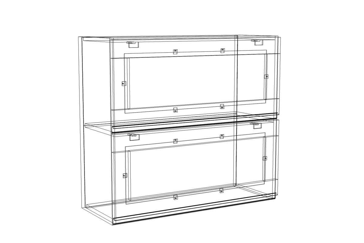 Závěsná vitrína Lamja WOW8/72 HKXS s písty Aventos Lamja WOW 8/72 HKXS - szkic Skříňky