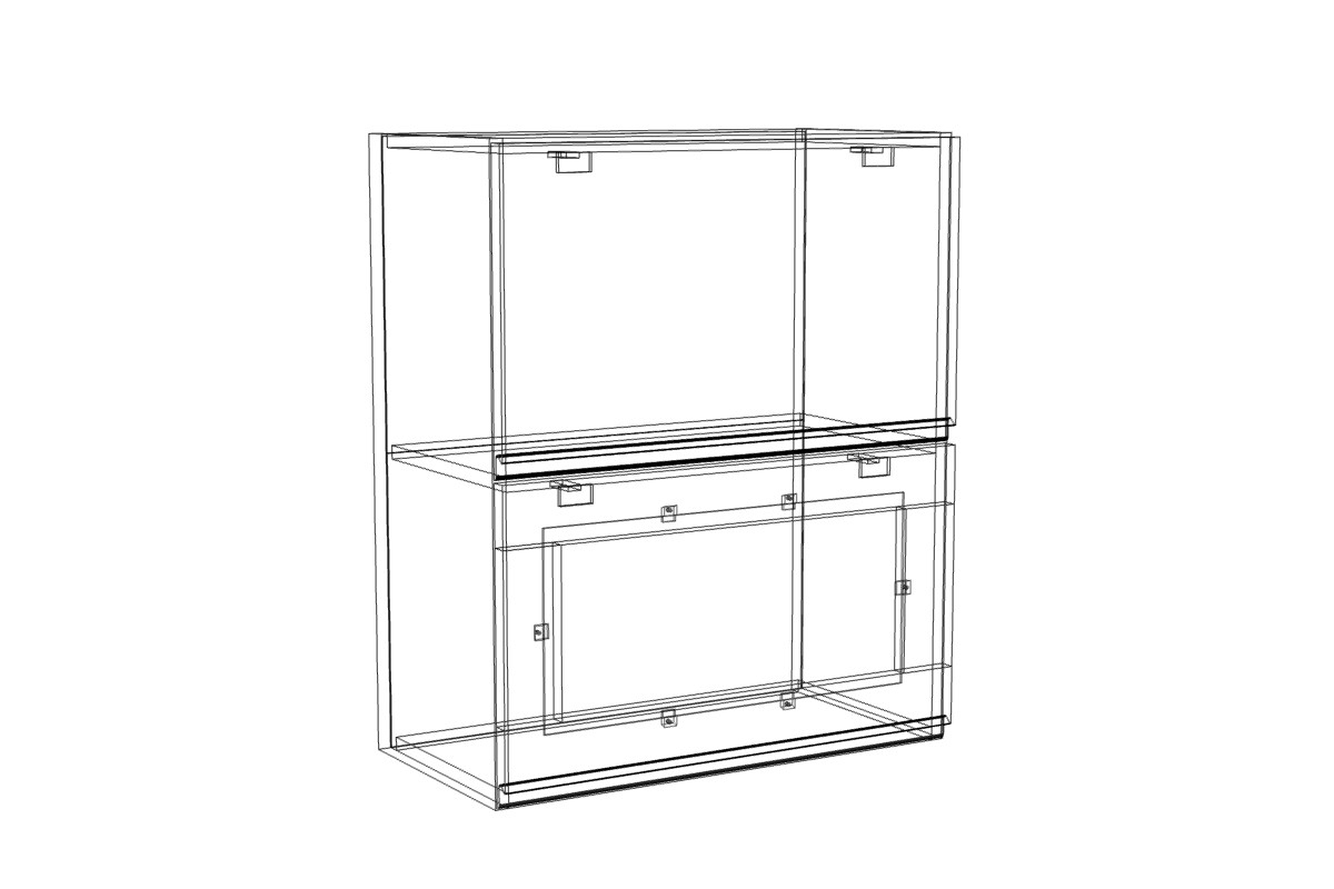 Závěsná vitrína Lamja WWPO6/72 HKXS s písty Aventos Lamja WWPO 6/72 HKXS - szkic Skříňky 