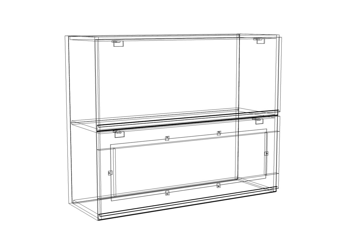 Závěsná vitrína Lamja WWPO9/72 HKXS s písty Aventos Lamja WWPO 9/72 HKXS - szkic Skříňky 