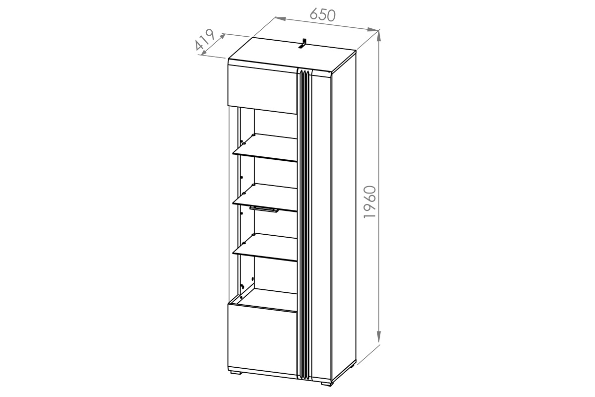 Vitrína dvojdverová Lipinz 02 L z ryflowanym dekorem - Dub castello / biely lesk Vitrína dvojdverová Adagio 02 L z ryflowanym dekorem - Dub castello / biely lesk - Rozmery