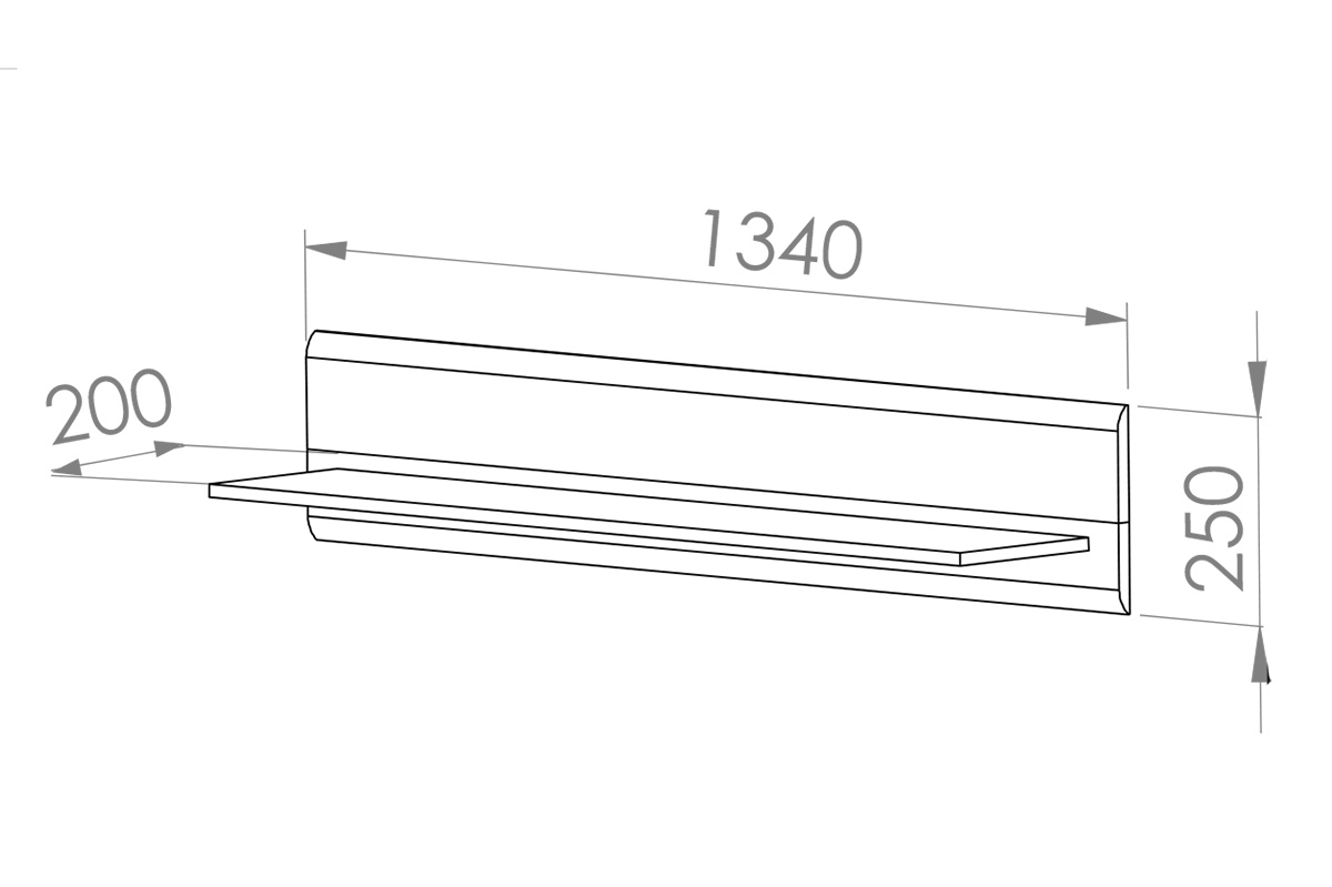 Závěsná police Adagio 09 - dub castello / bílý lesk police závěsná Adagio 09 - Dub castello / Bílý lesk - Rozměry