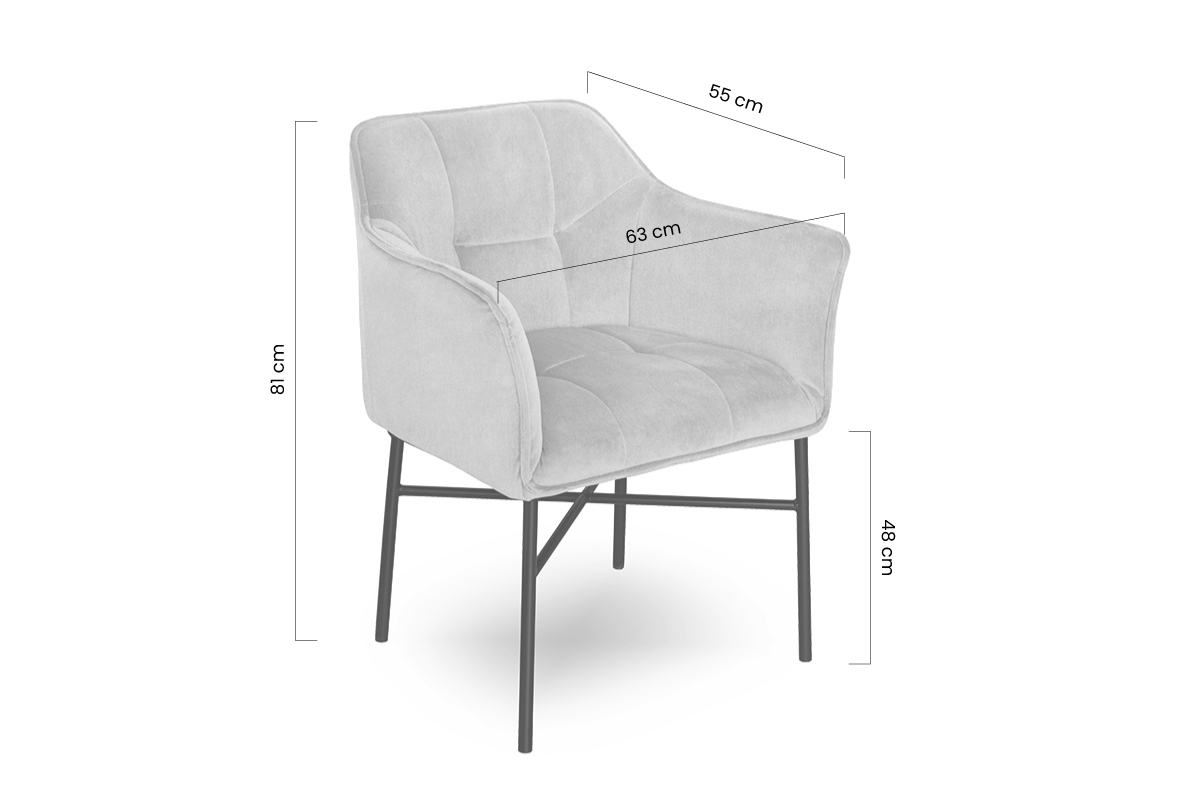 Jedálenské kreslo Rozalio - svetlošedá Sigma 08 / čierne nožičky - Koncovka Série expozície Kreslo na czarnych nogach