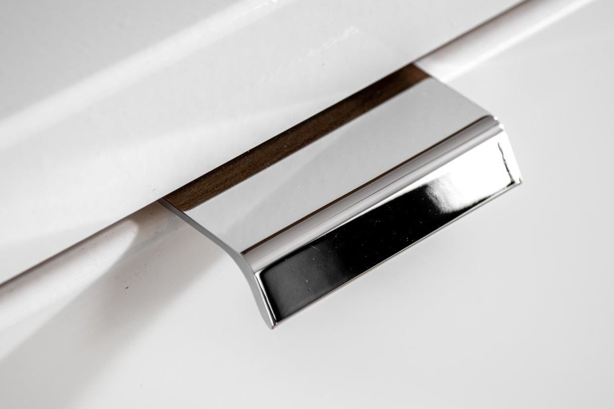 Vysoká kúpelňová skrinka Capri White 800 - 35 cm - biely lesk / dub craft zlatý eleganckie úchyty Capri White 