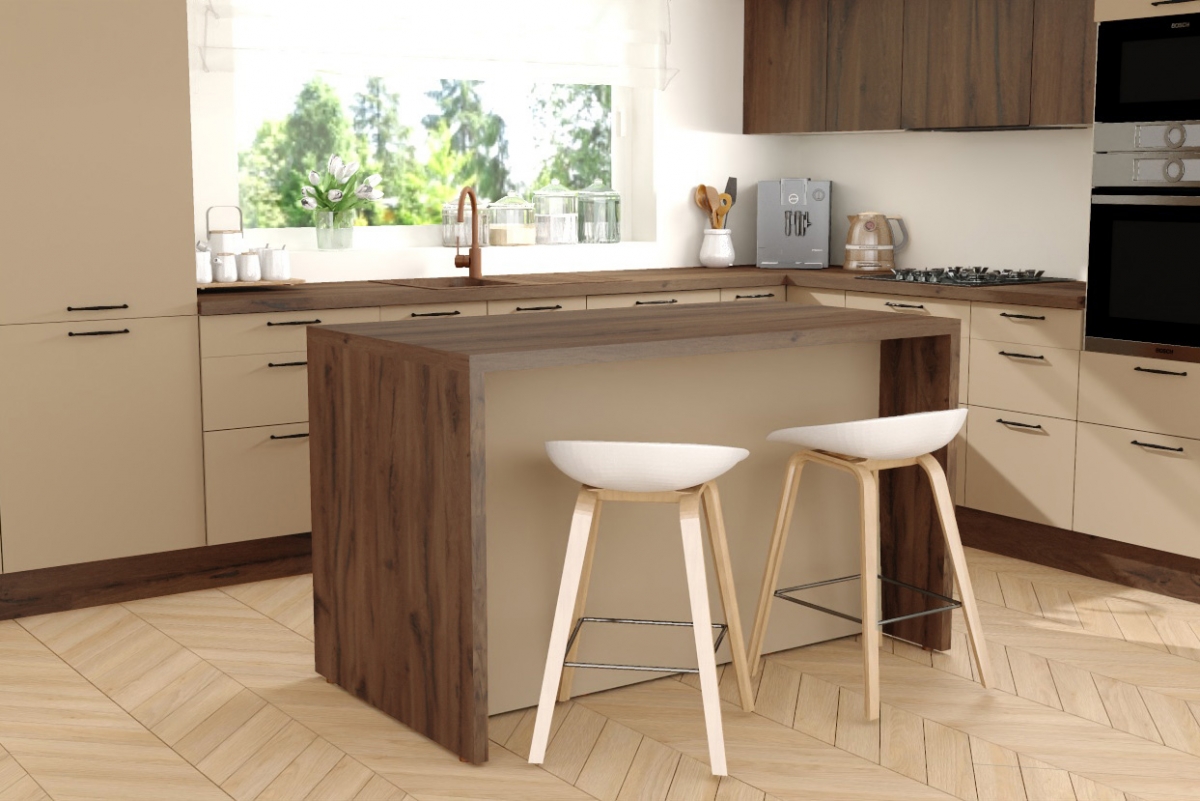 Kuchyňský ostrov Kammono 120 cm - dub estana / cappuccino Wyspa kuchyňská KAMMONO 120cm - dub estana / cappuccino