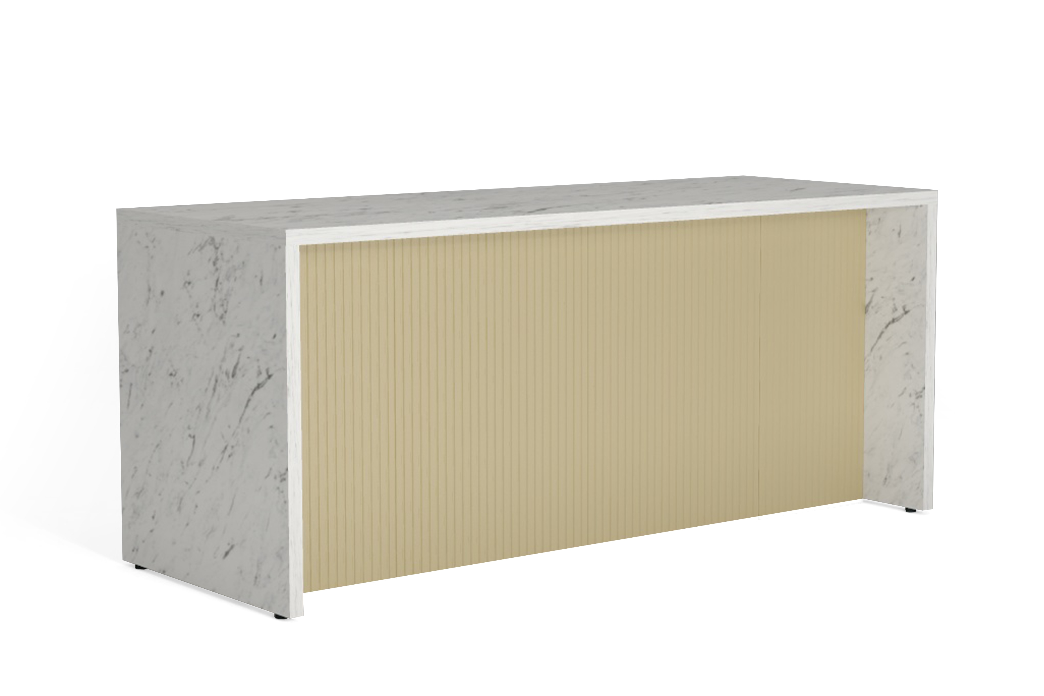 Kuchyňský ostrov Kammono 200 cm - mramor carrara / lamele karmel Wyspa kuchyňská KAMMONO 200cm - mramor carrara / lamele karmel