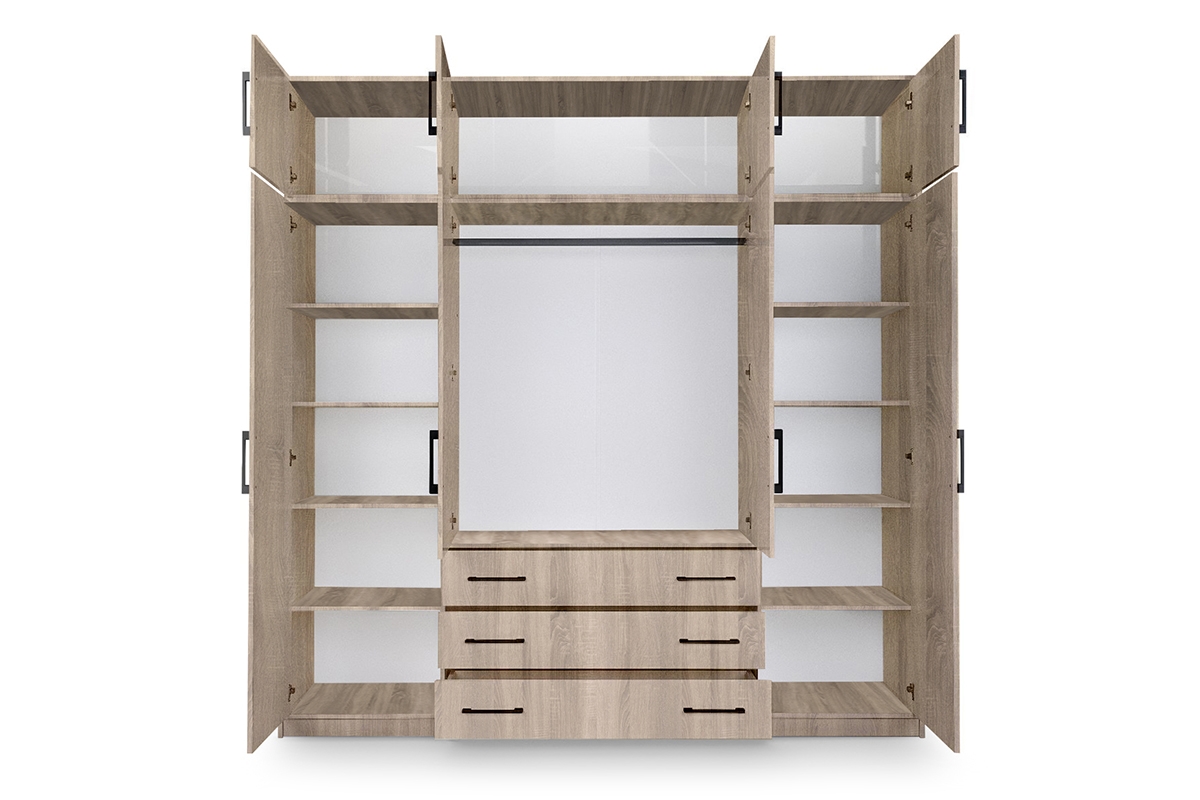 Skříň Bali 240 cm s nástavcem - dub sonoma skříň s nástavcem wnetrze