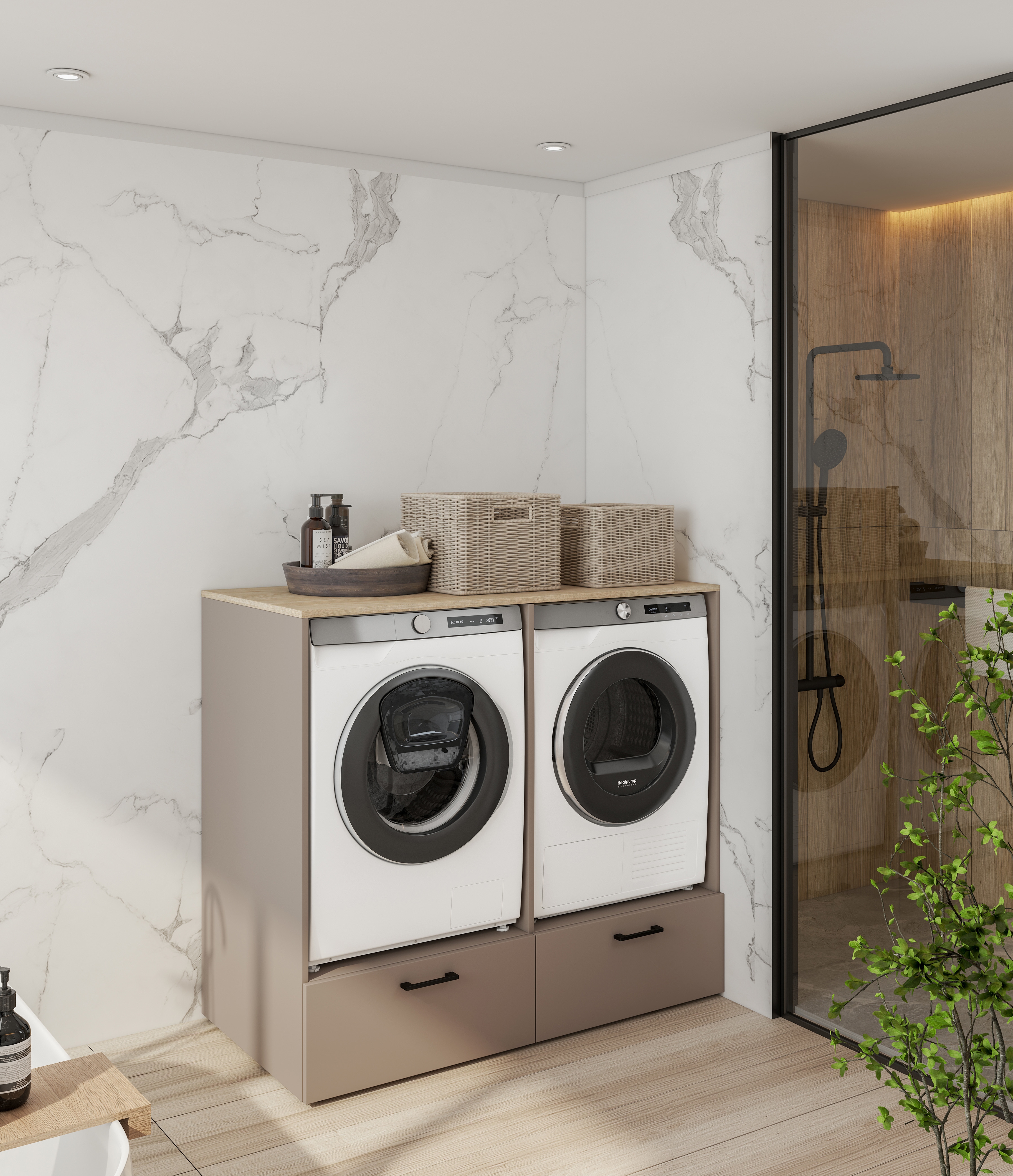 Skrinka na práčku a sušičku Rosa so zásuvkami - congo / dub olejovaný Zabudowa na pralke / suszarke Rosa so zásuvkami - congo / Dub olejowany