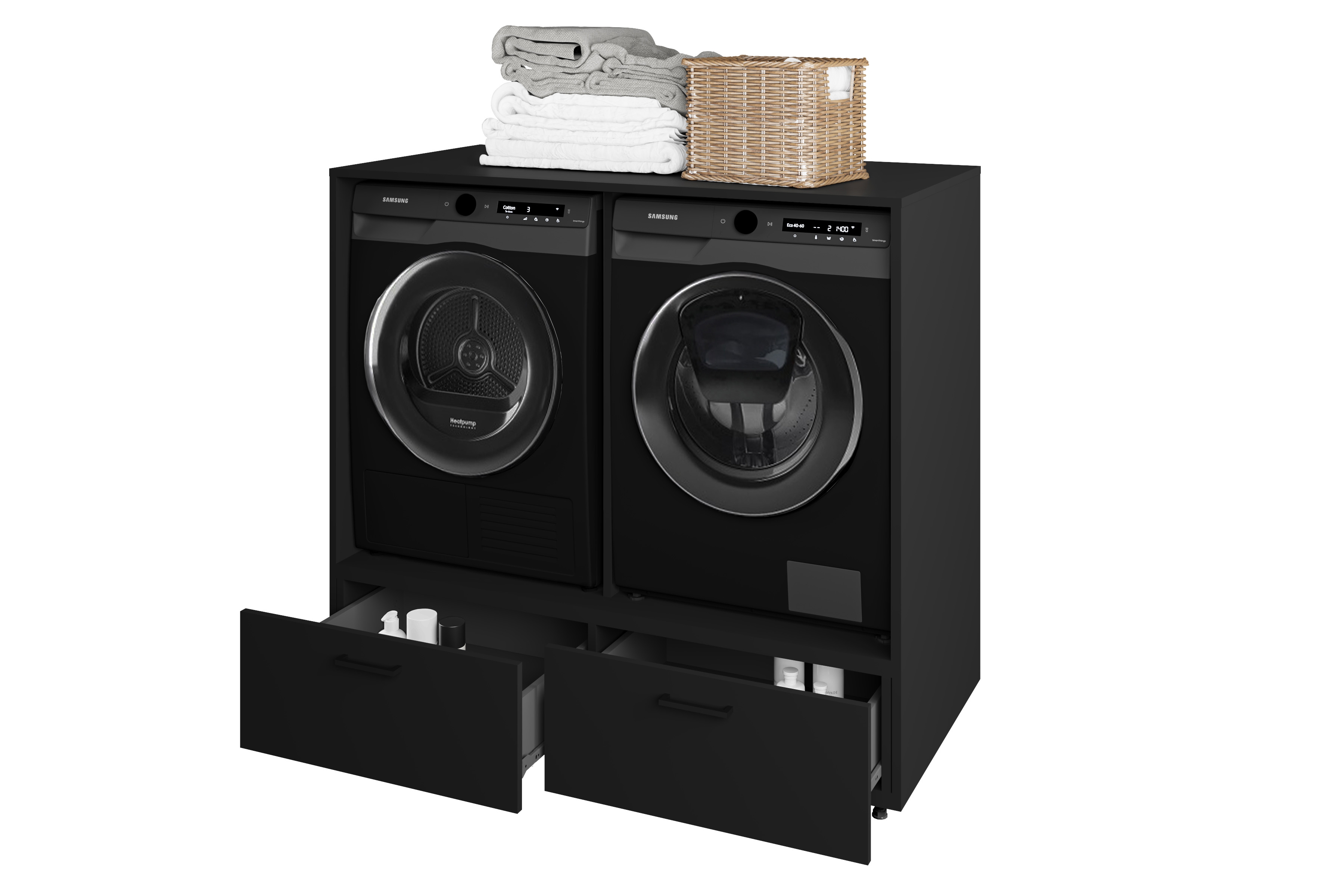 Skrinka na práčku a sušičku Rosa so zásuvkami - čierny ónyx Zabudowa na pralke / suszarke Rosa so zásuvkami - Čierny onyx