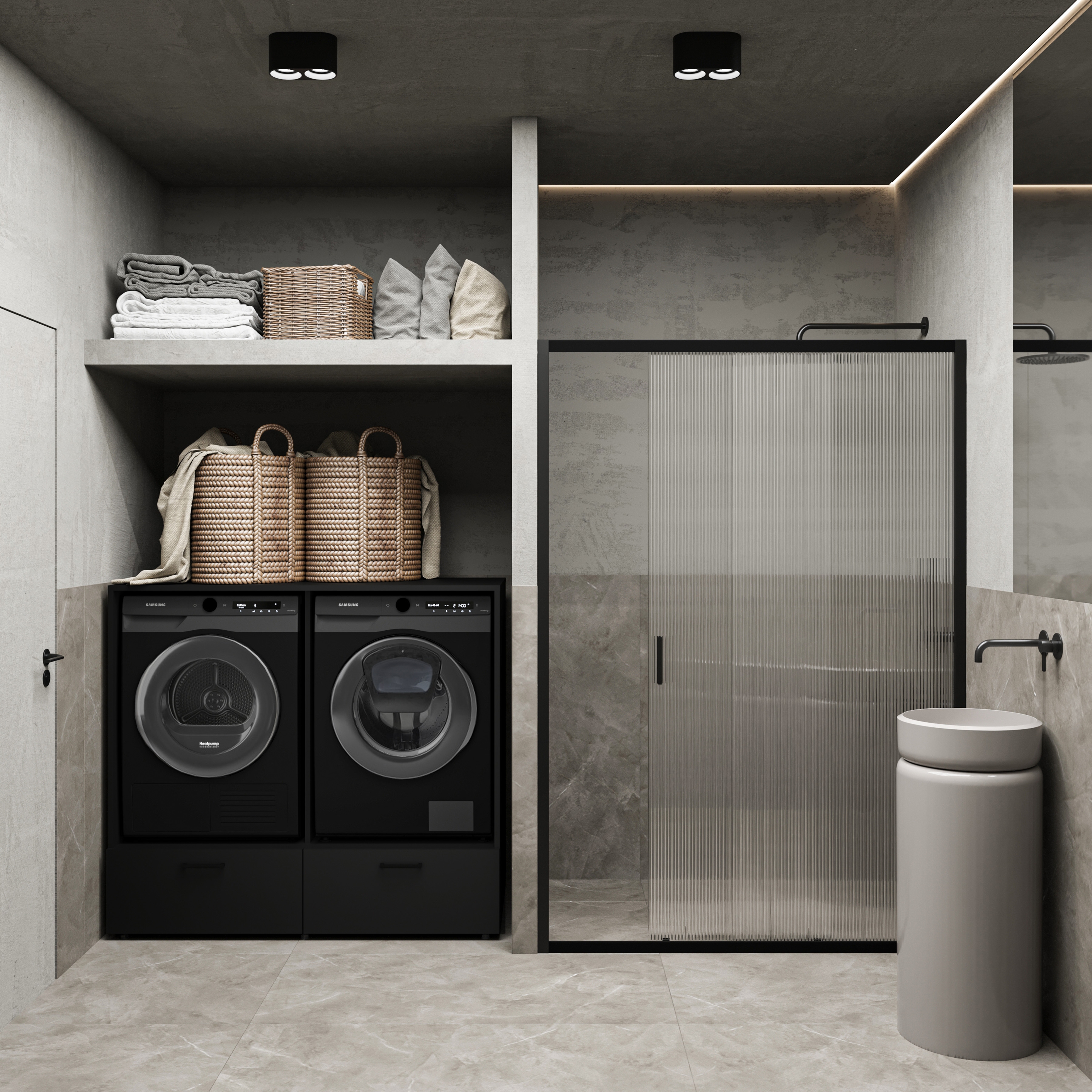 Skrinka na práčku a sušičku Rosa so zásuvkami - čierny ónyx Zabudowa na pralke / suszarke Rosa so zásuvkami - Čierny onyx