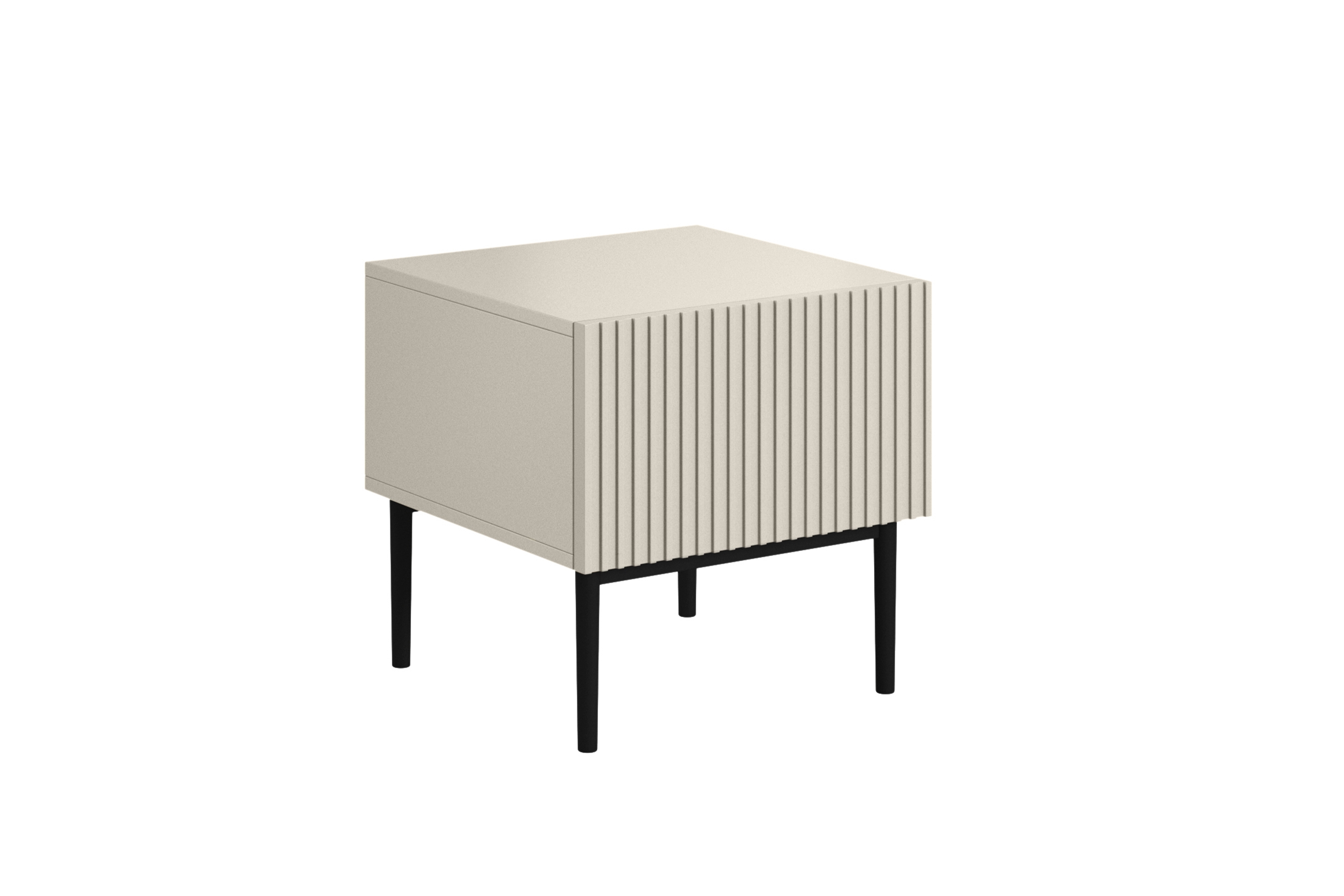 Sada nočních stolků Nicole 46 cm - kašmír / černé nožky Komplet 2 ks Noční stolek stolek Nicole z szuflada i metalowymi nogami - kašmír / černá nozki