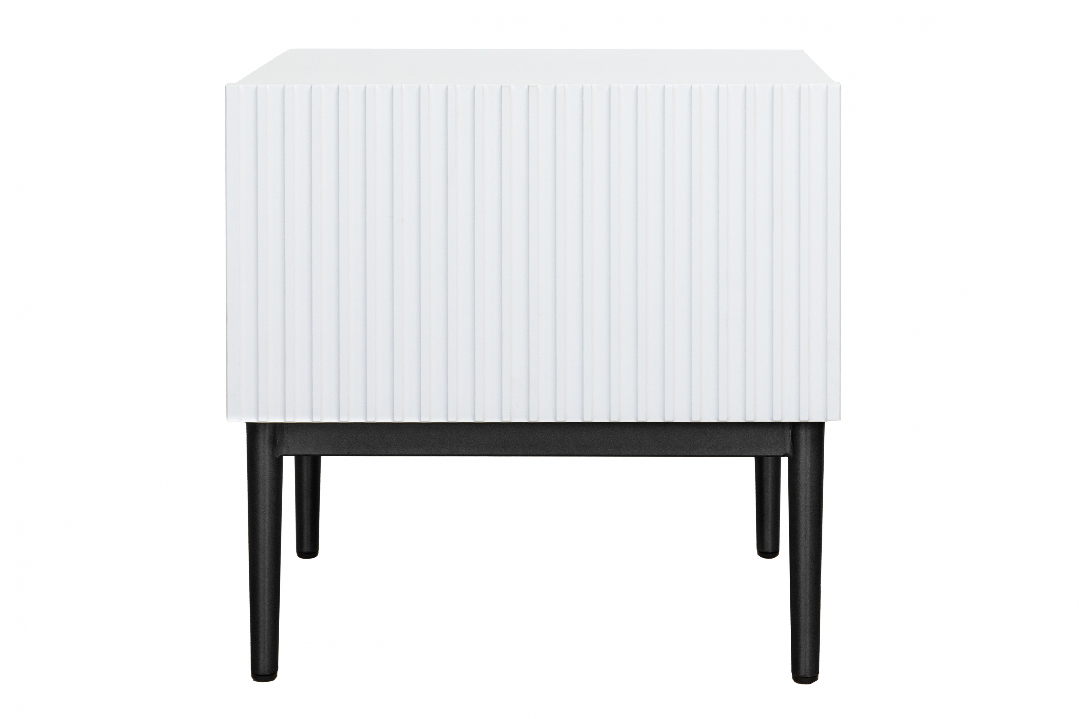 Noční stolek Nicole 2 ks - bílý mat / černé nožky Komplet 2 ks Noční stolek stolek Nicole z szuflada i metalowymi nogami - bílý mat / černá nozki