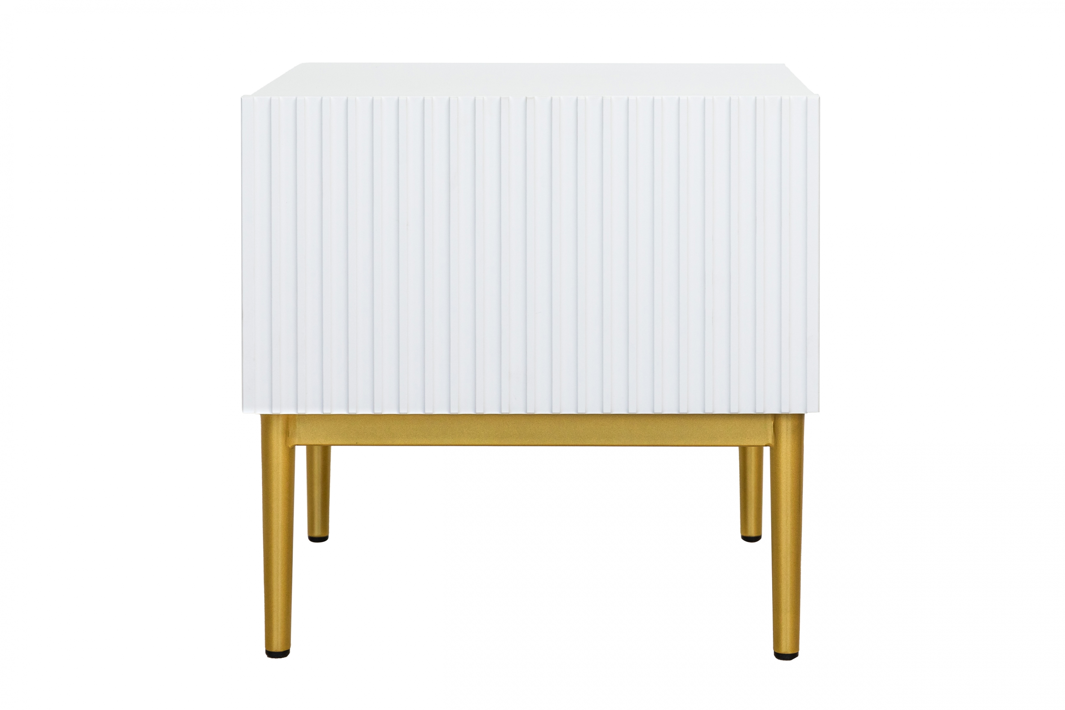 Sada nočních stolků Nicole 2 ks - bílý mat / zlaté nožky Komplet 2 ks Noční stolek stolek z szuflada i metalowymi nogach Nicole - bílý mat / zlote nozki