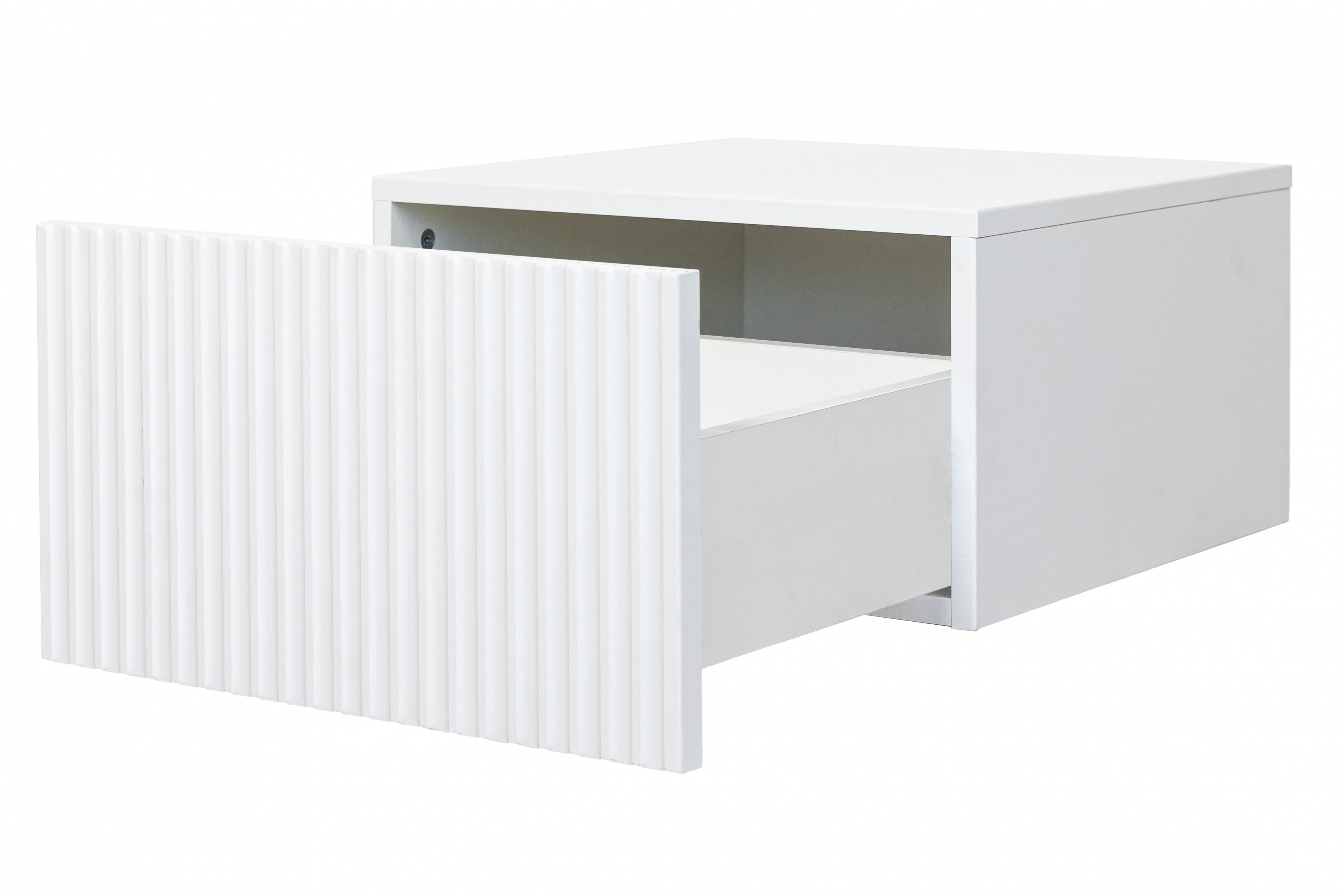 Sada závěsných nočních stolků Nicole 46 cm - bílá Komplet 2 ks Noční stolek závěsná Nicole z szuflada - bílý mat