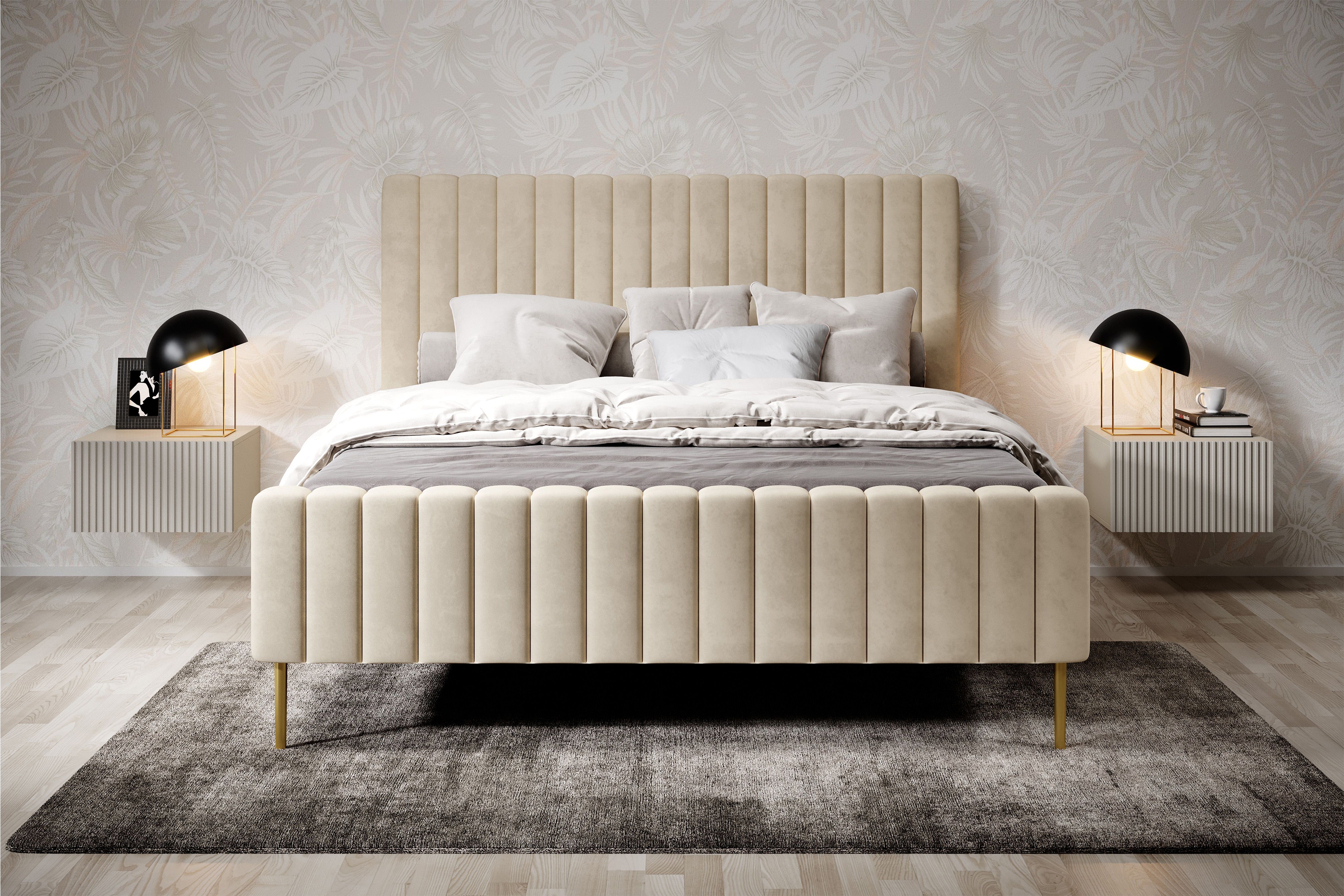 Sada závěsných nočních stolků Nicole 46 cm - kašmír Komplet 2 ks Noční stolek závěsná z szuflada Nicole - kašmír / kašmír mat