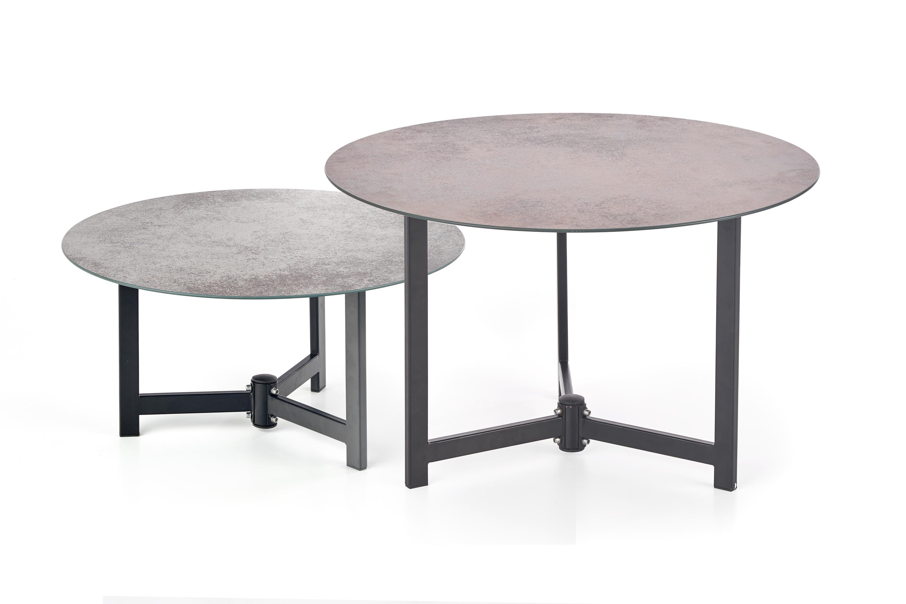 Komplet dvou konferenčních stolů TWINS - Grafitový/Hnědý/Černý Sada dvou stolíků twins - Grafitový/Hnědý/Černý