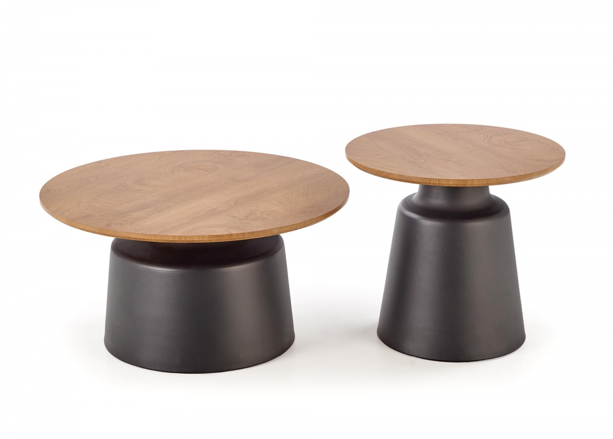 Sada konferenčných stolíkov Malomi - prírodný dekor / čierne nožičky Komplet law Malomi do obývacej izby - prírodné / Čierny