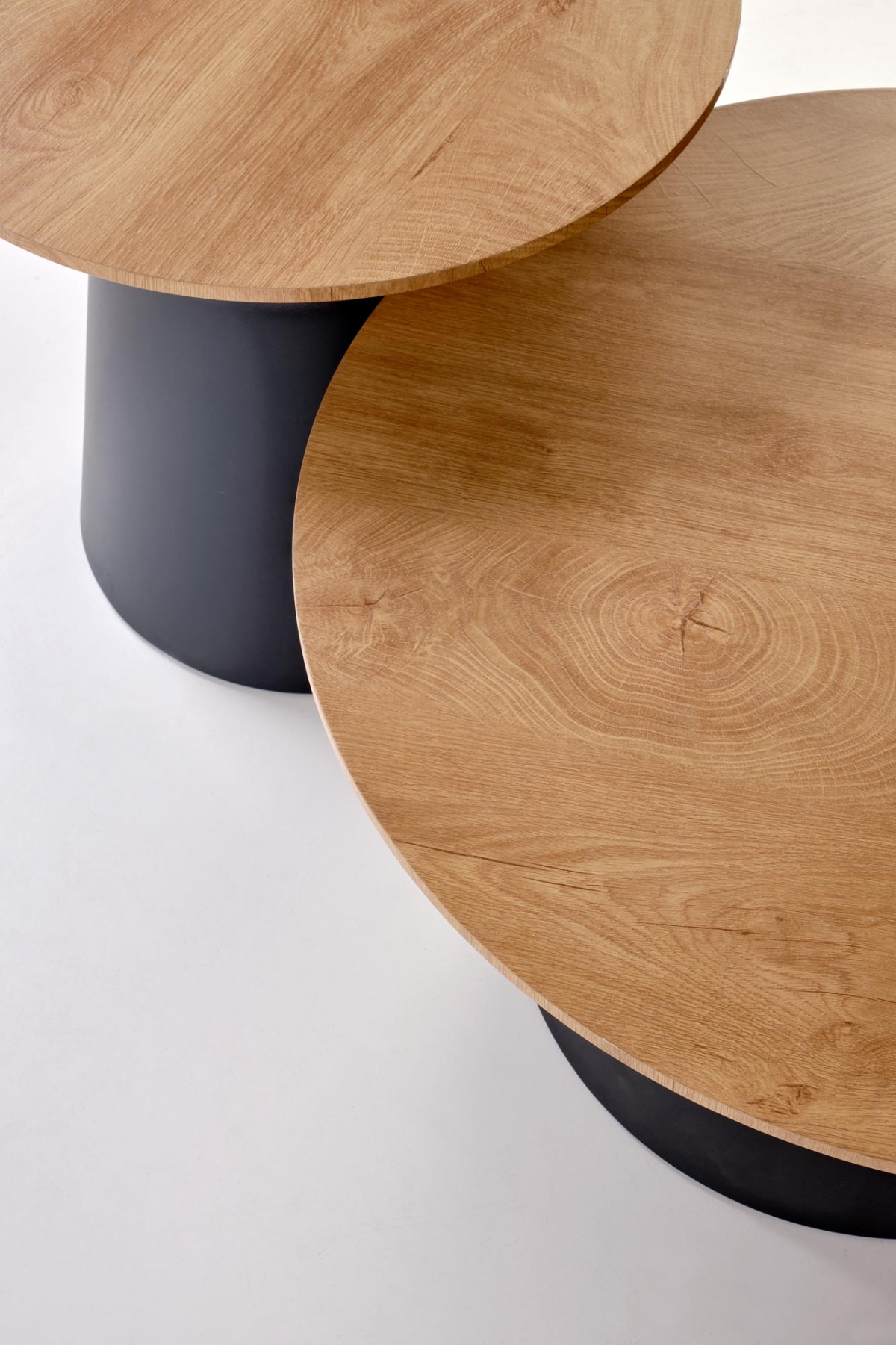 Sada konferenčných stolíkov Malomi - prírodný dekor / čierne nožičky Komplet law Malomi do obývacej izby - prírodné / Čierny