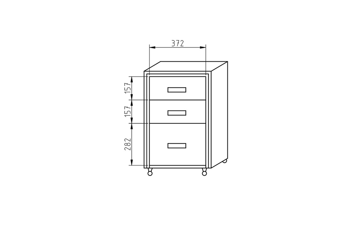 Zostava Offi 1 Úložný priestor kancelársky z 3-zásuvkami Offi OF-KB2 Rozmery