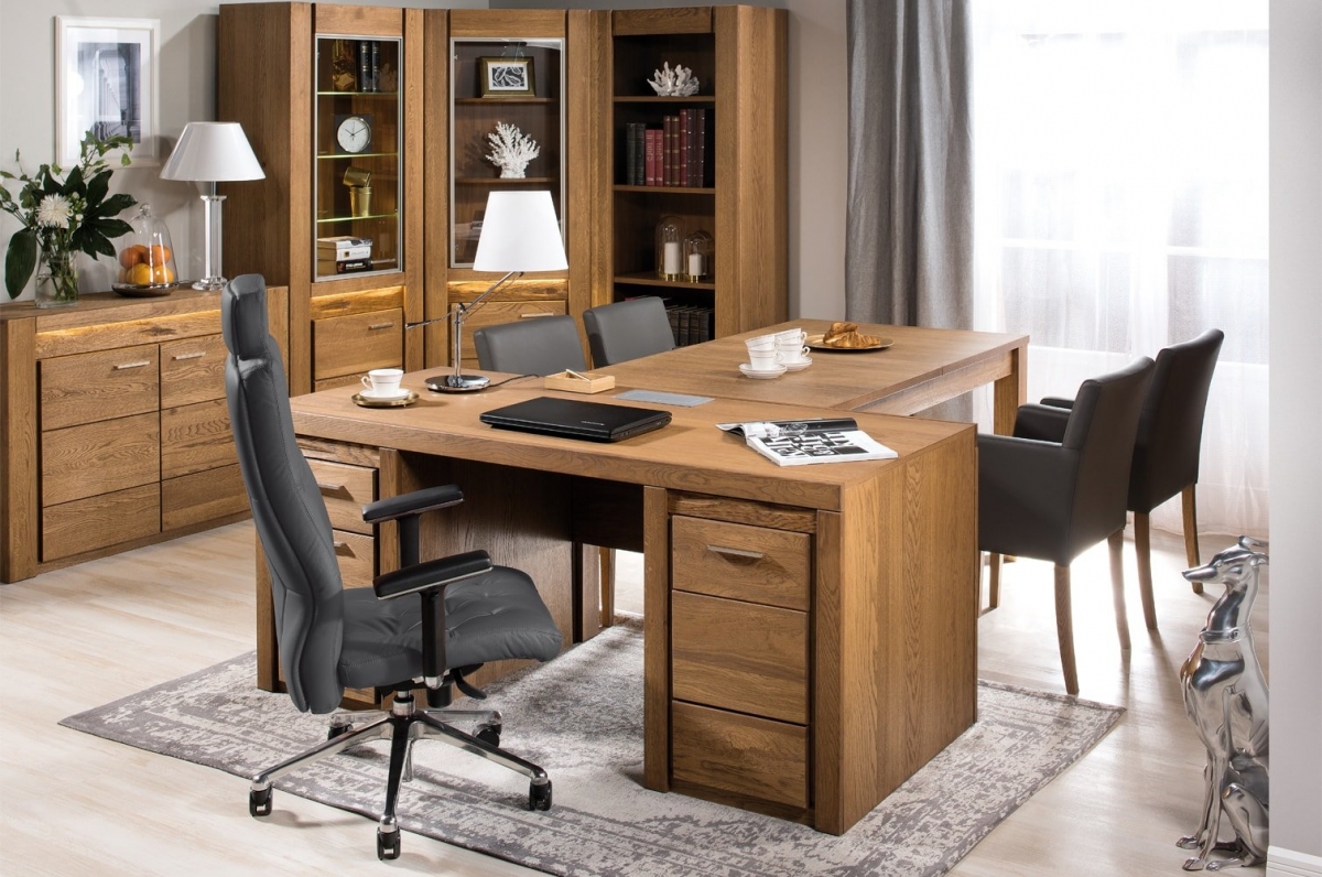 Kancelářská sestava Velvet II - dub rustikal Komplet nábytku do kanceláře Velvet II - dub rustical - 6 elementow