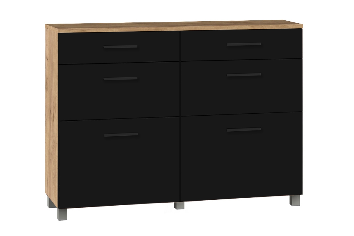 Zostava nábytku do predsiene Keri 1 Komoda so zásuvkami do predsienie Keri 19- Dub craft zlaté K003PW + čierny mat 0190 PE 