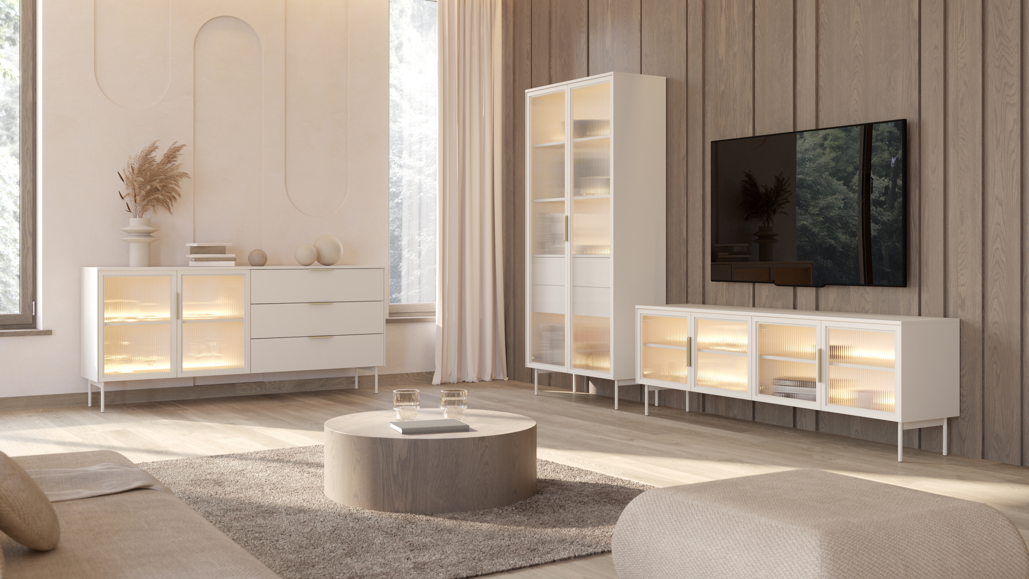 Obývací sestava Auri - kašmír Komplet nábytku pro obývacího pokoje Auri - kašmír