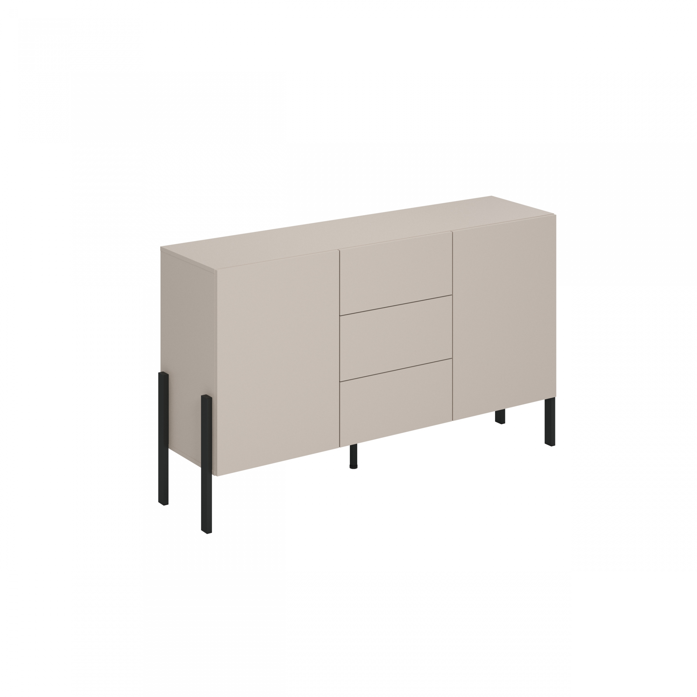 Zostava Jukon do obývacej izby - komoda + TV stolík - kašmírová / čierna Komplet nábytku do obývacej izby Jukon z komoda - kašmír / čierny nožičky