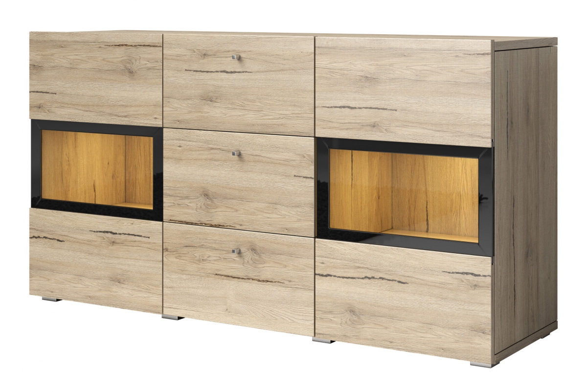 Obývací sestava Baros - komoda + konferenční stolek - san remo světlý Komplet nábytku pro obývacího pokoje z komoda i lawa Baros - san remo světlý