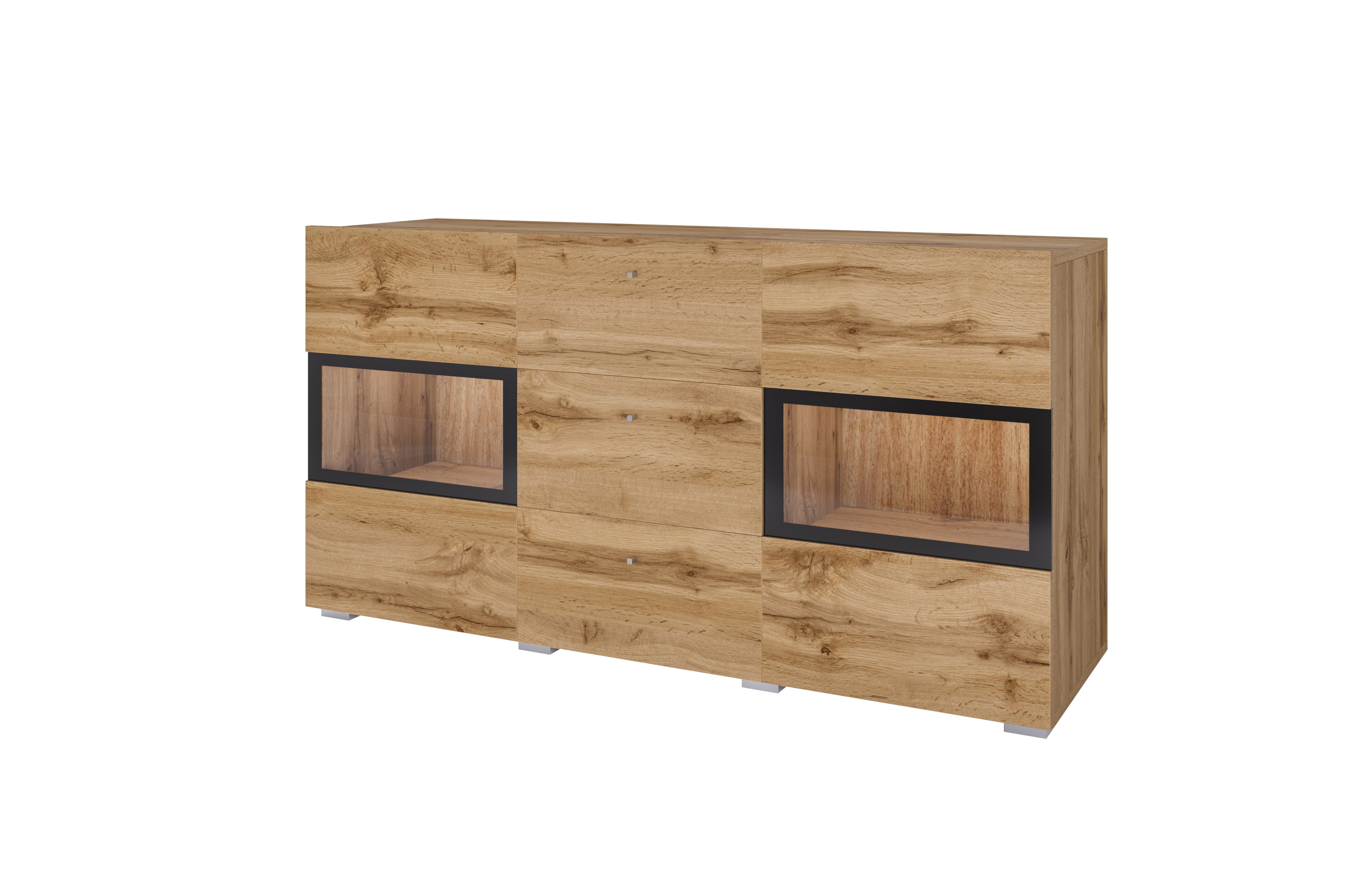 Sada nábytku do obývacího pokoje Baros - dub wotan Komplet nábytku pro obývacího pokoje z mebloscianka i komoda Baros - dub wotan