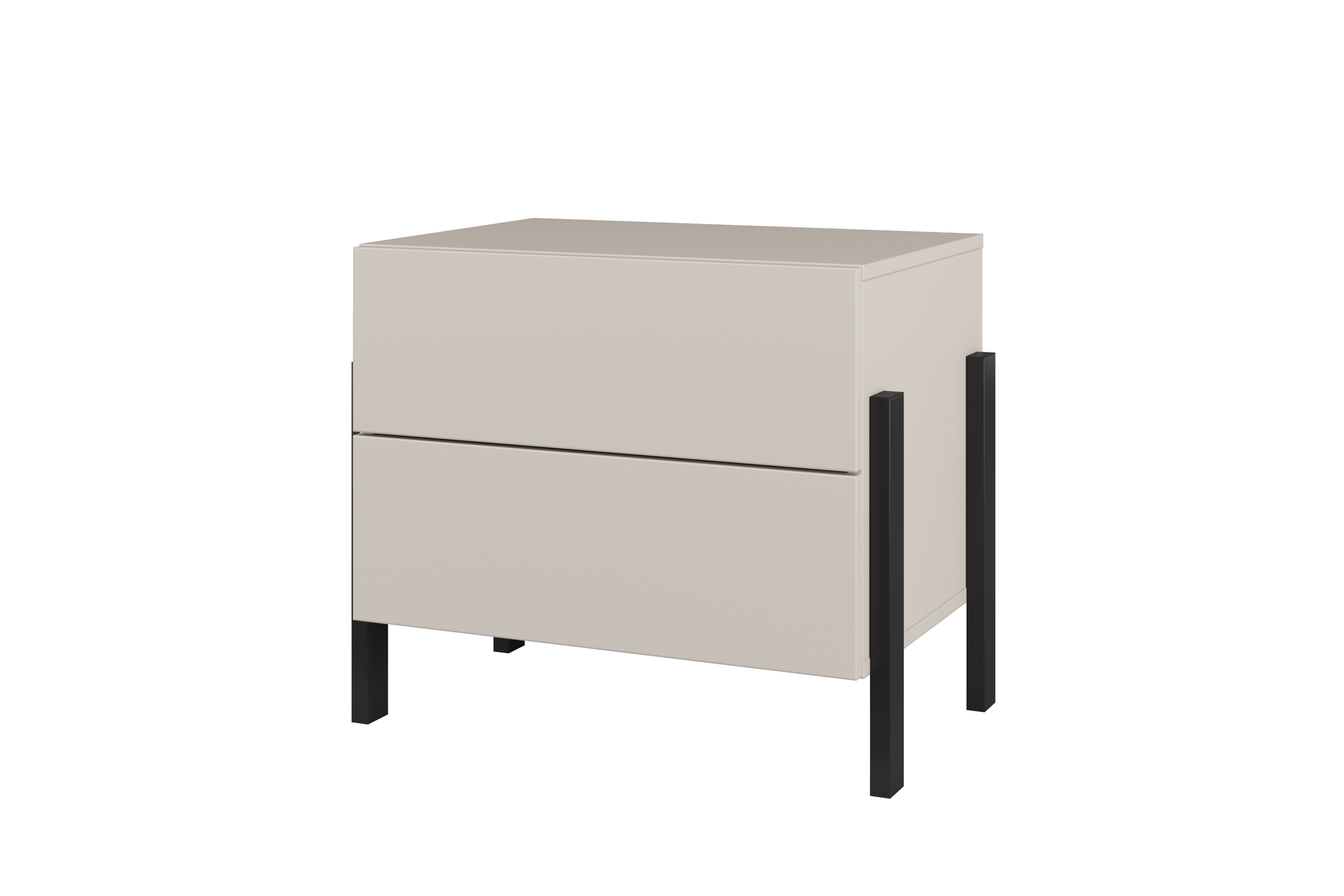 Spálňová zostava Jukon 180x200 cm - kašmírová / čierna Komplet nábytku do  spálňa  Jukon posteľ 180x200 cm, Nočné Stôlíky i Toaletný stolík z zrkadlom - kašmír / čierny nožičky