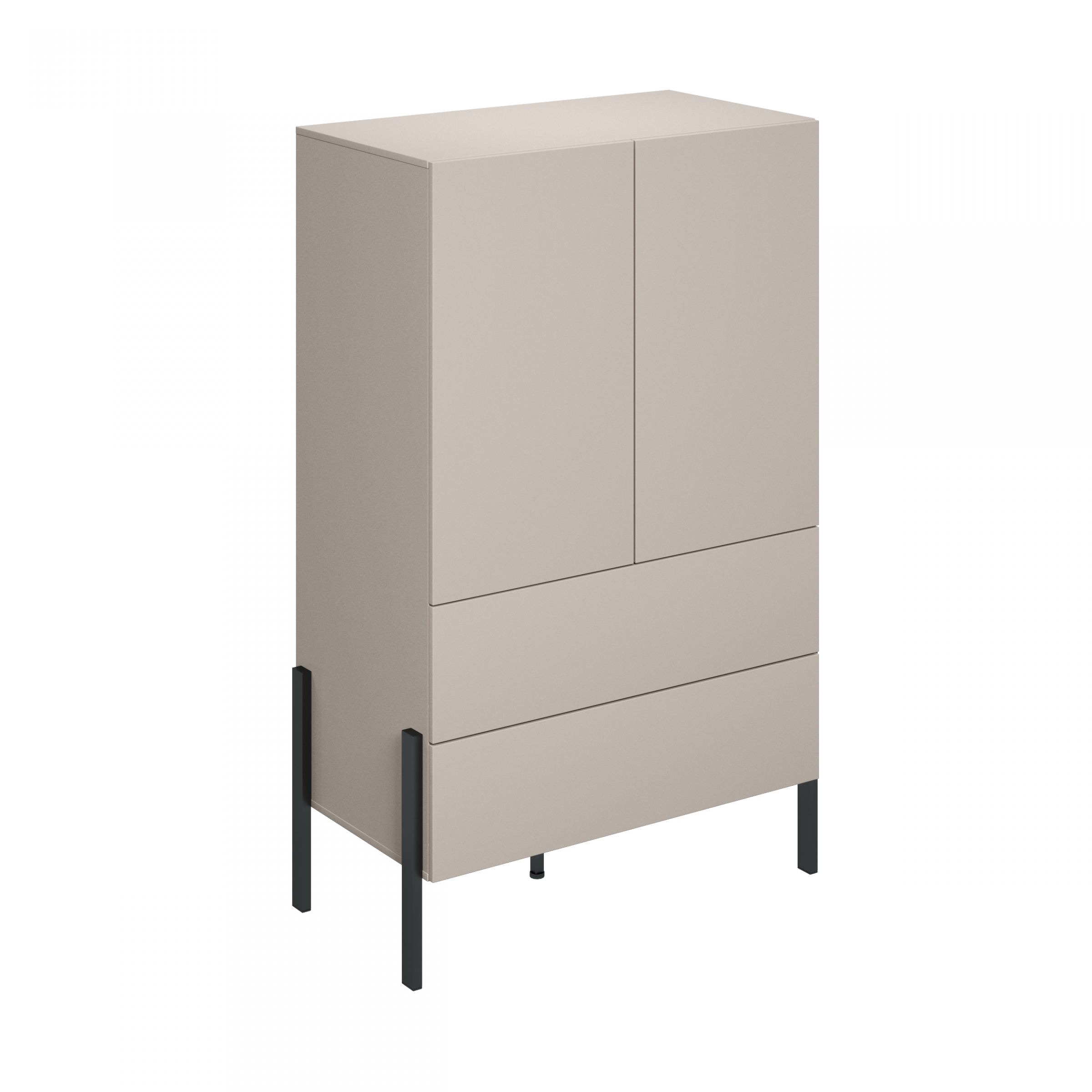 Zostava Jukon do spálne - komoda + stolík - kašmírová / čierna Komplet nábytku do  spálňa  Jukon Toaletný stolík/Písací stôl oraz Komoda dvojdverová - kašmír / čierny nožičky 