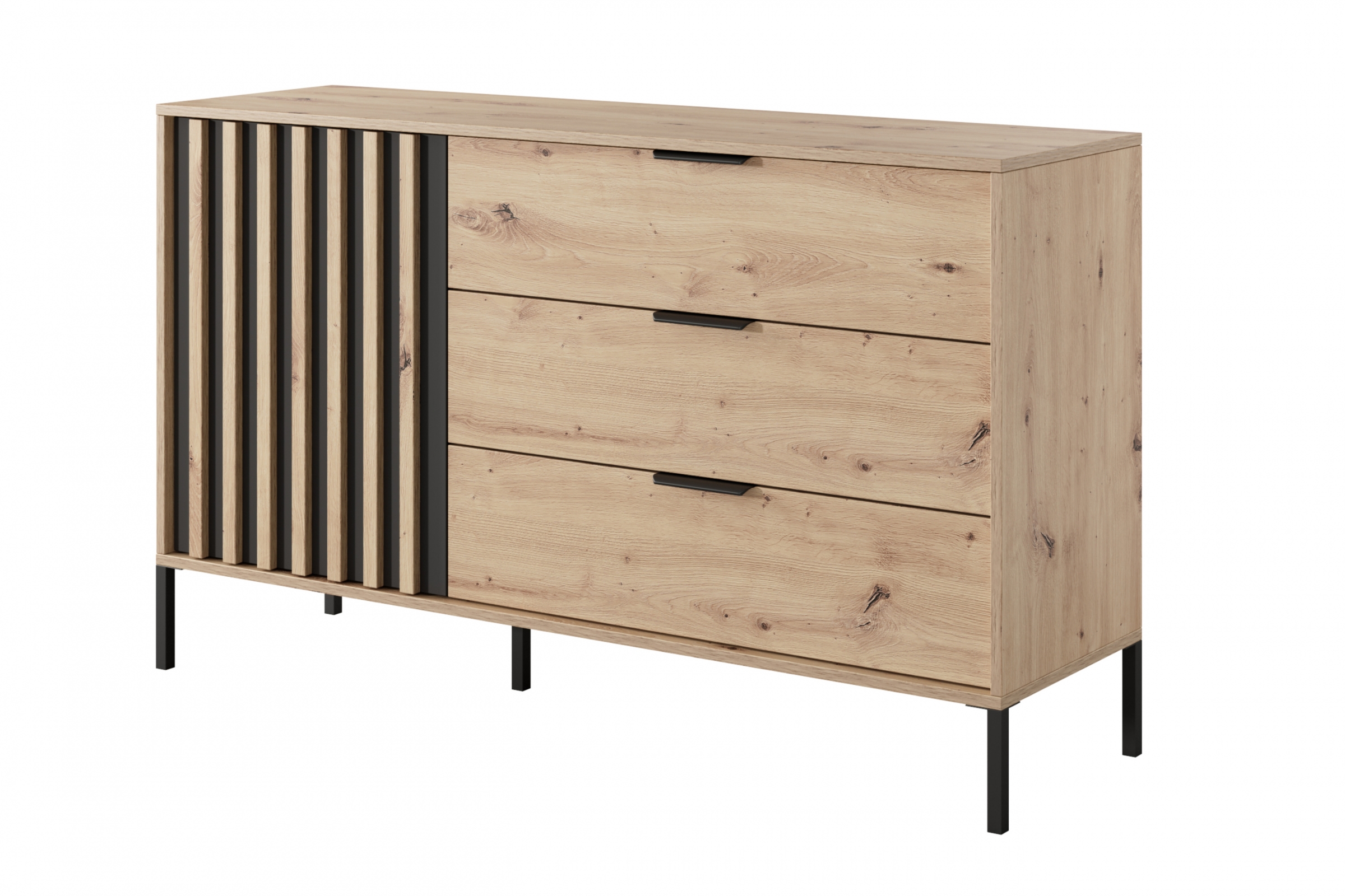 Ložnicová sestava Pavero - dub artisan / antracitová Komplet nábytku do ložnice Pavero - Dub artisan/Antracytová - 3 elementy