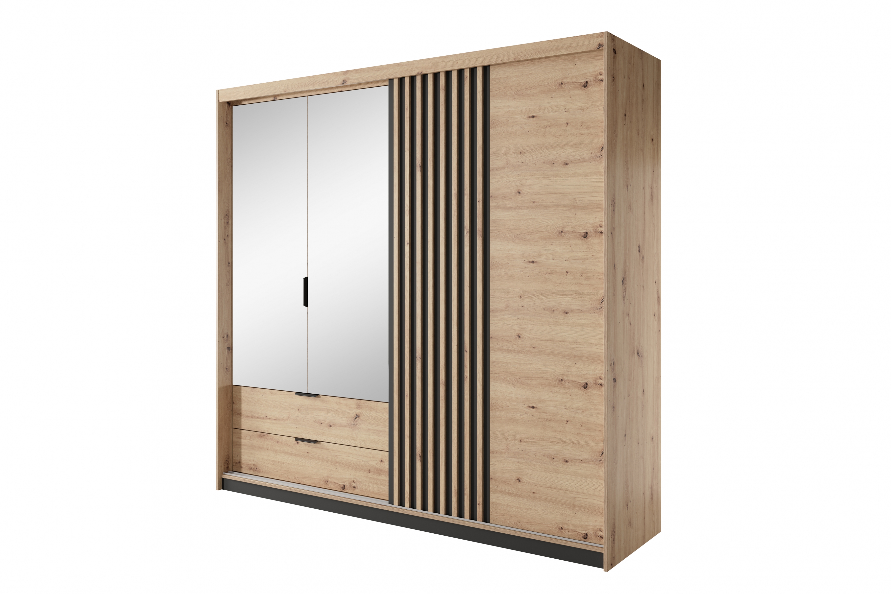 Ložnicová sestava Pavero - dub artisan / antracitová Komplet nábytku do ložnice Pavero - Dub artisan/Antracytová - 3 elementy