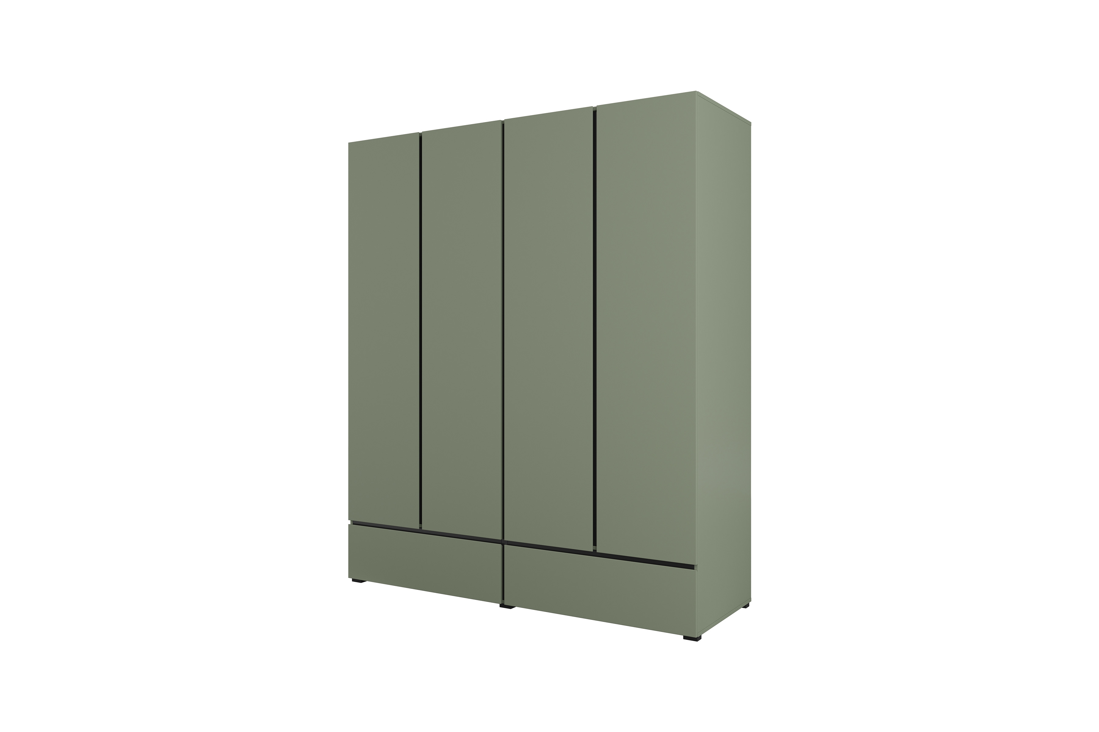 Ložnicová sestava Cross s postelí 160x200 cm – tlumená zelená / černá Komplet nábytku pro ložnice z lozkiem 160x200 cm - zgaszona zelená / zgaszona zelená - černá