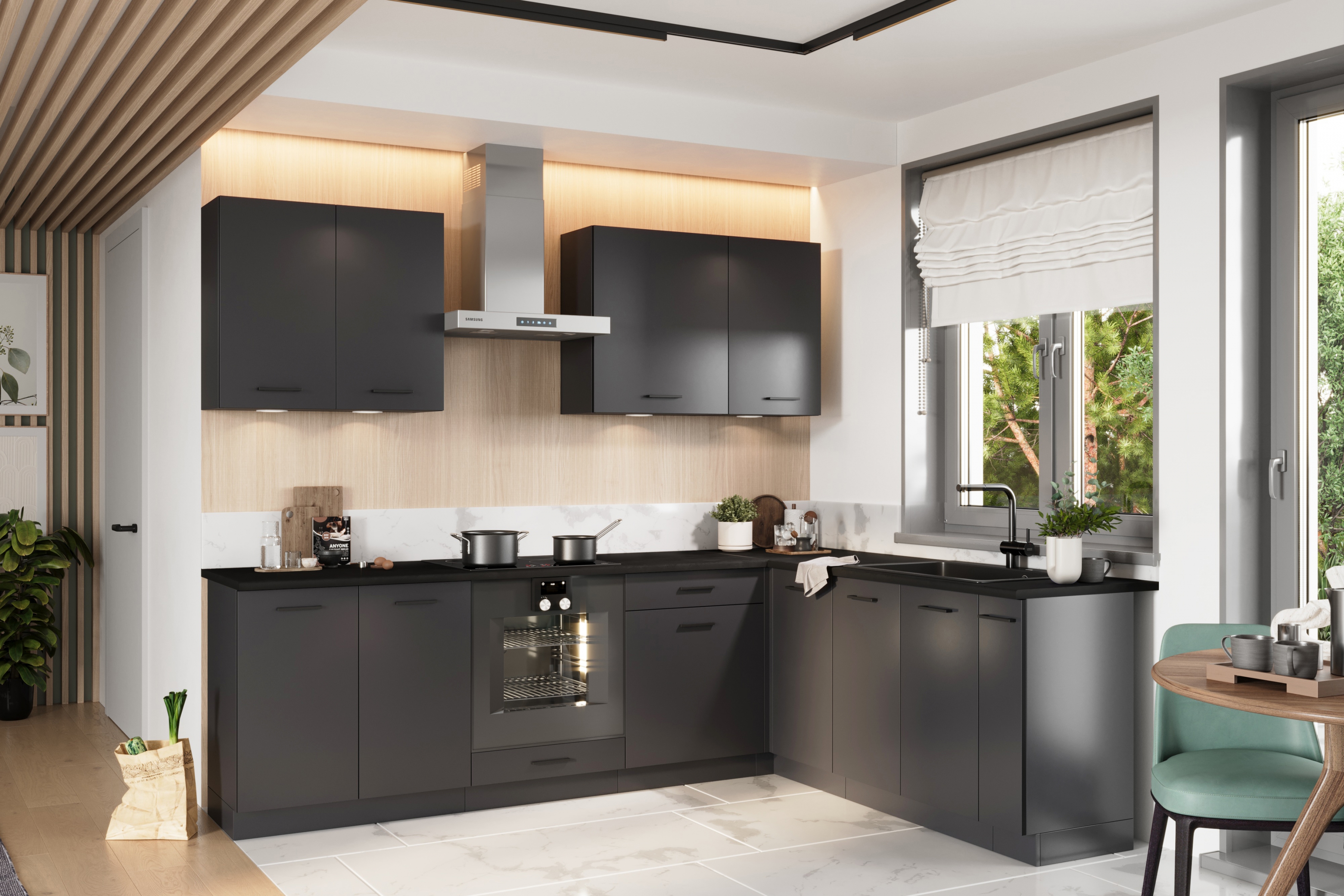 Kuchynská zostava Anika 260x200 cm – grafit Komplet nábytku kuchynského Anika 260x200cm - grafit