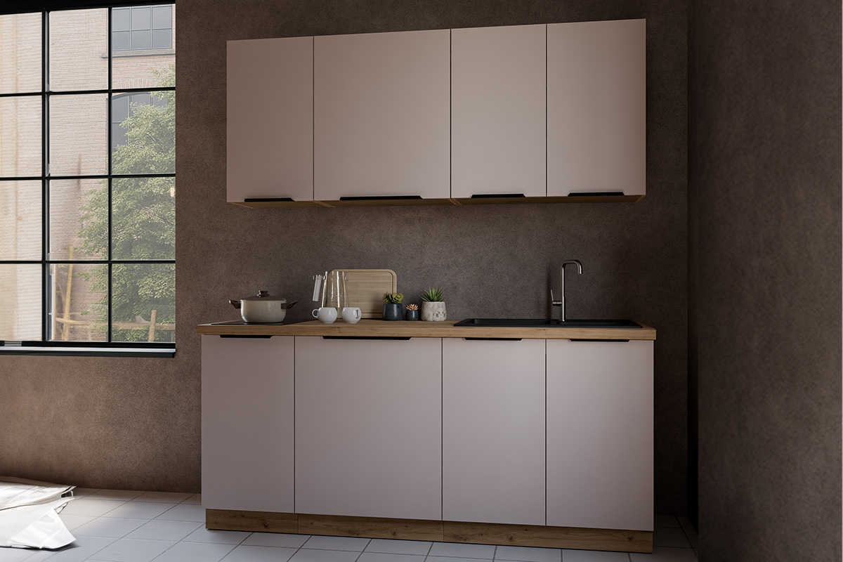 Kuchyňská linka Arvani 180 cm - kašmír / dub artisan Komplet nábytku kuchennych Arvani 180cm - kašmír / dub artisan