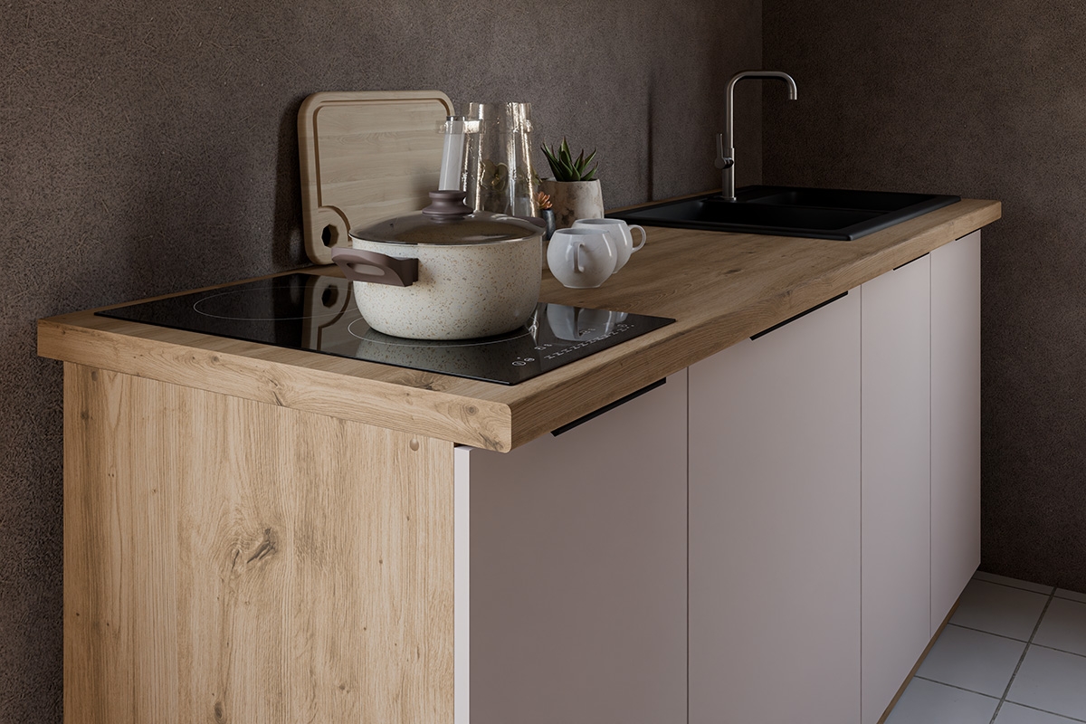 Kuchyňská linka Arvani 180 cm - kašmír / dub artisan Komplet nábytku kuchennych Arvani 180cm - kašmír / dub artisan