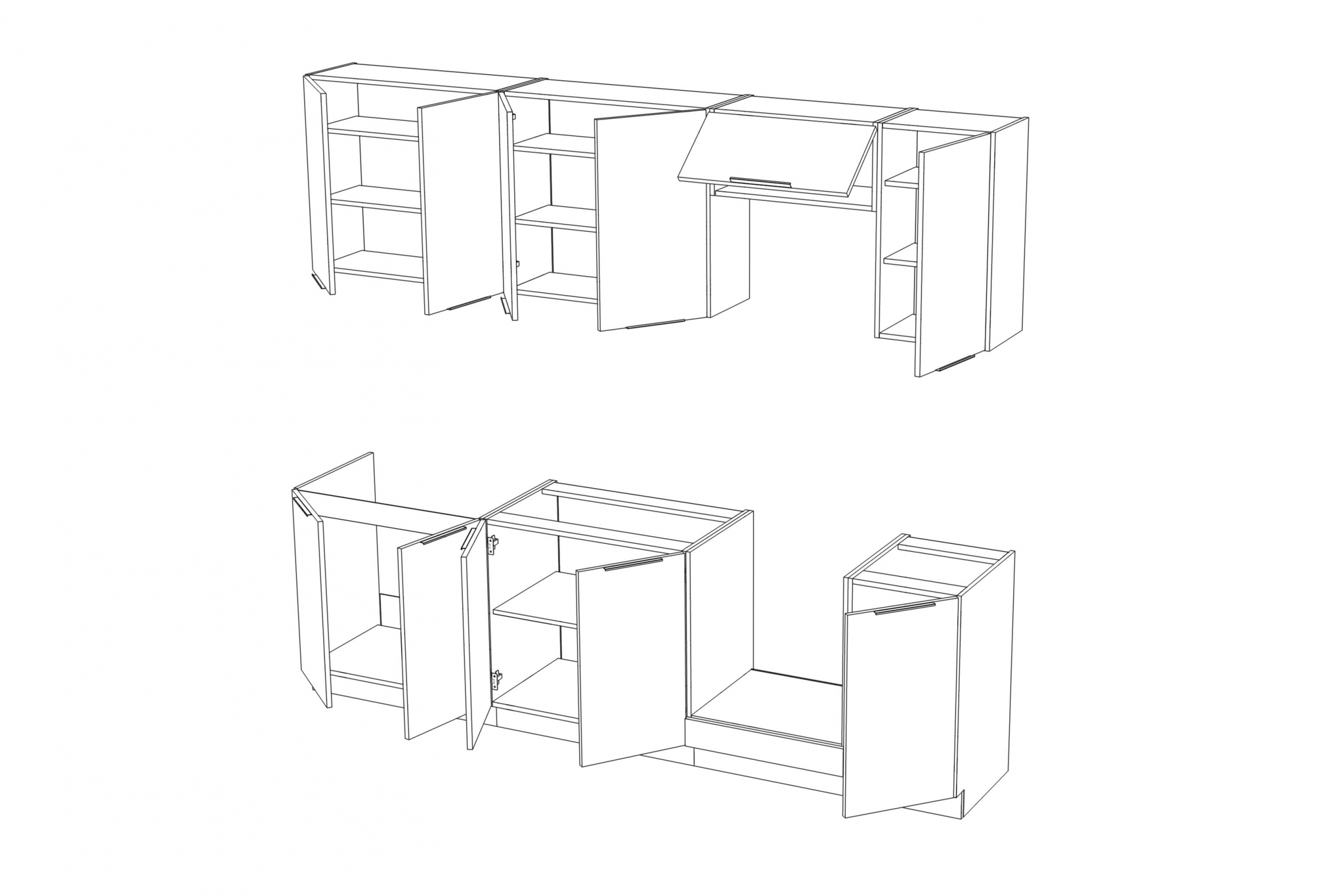 Kuchyňská linka Arvani 260 cm - kašmír / dub artisan Komplet nábytku kuchennych Arvani 260cm - kašmír / dub artisan