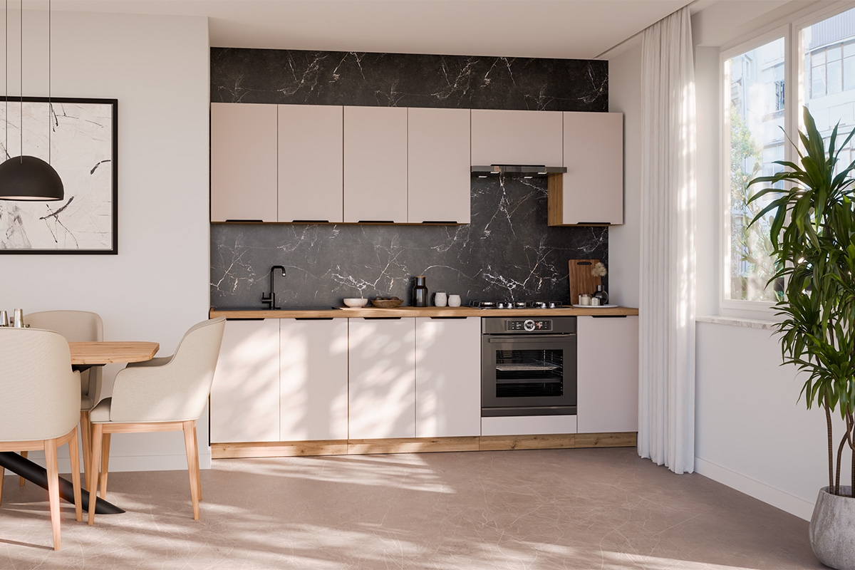 Kuchyňská linka Arvani 260 cm - kašmír / dub artisan Komplet nábytku kuchennych Arvani 260cm - kašmír / dub artisan